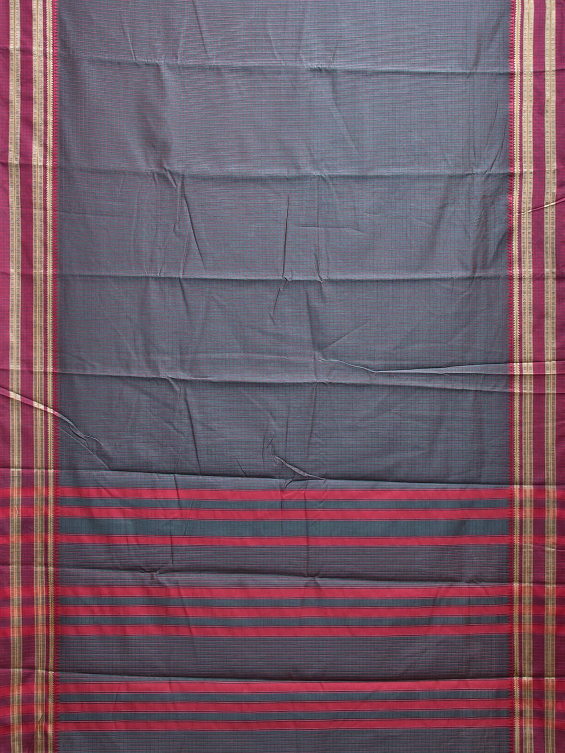 Teal and Pink Bamboo Cotton Saree with Checks Design No Blouse bc0809