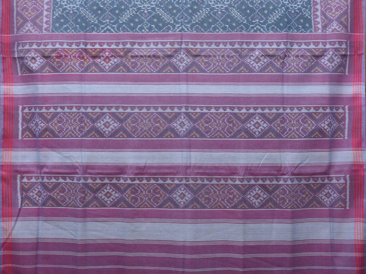 Teal and Purple Ikat Cotton Handloom Saree with Grill Design i0813