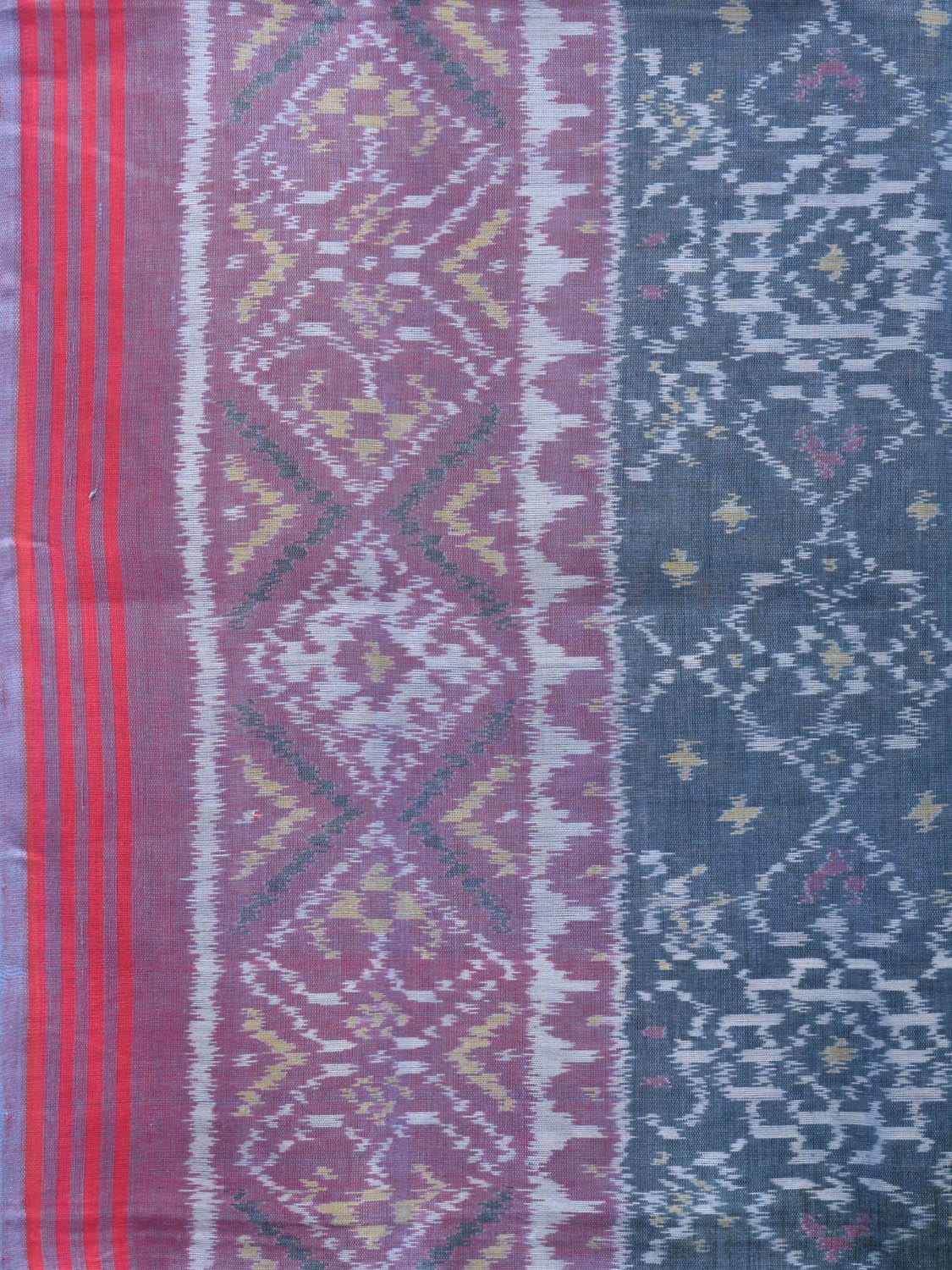 Teal and Purple Ikat Cotton Handloom Saree with Grill Design i0813