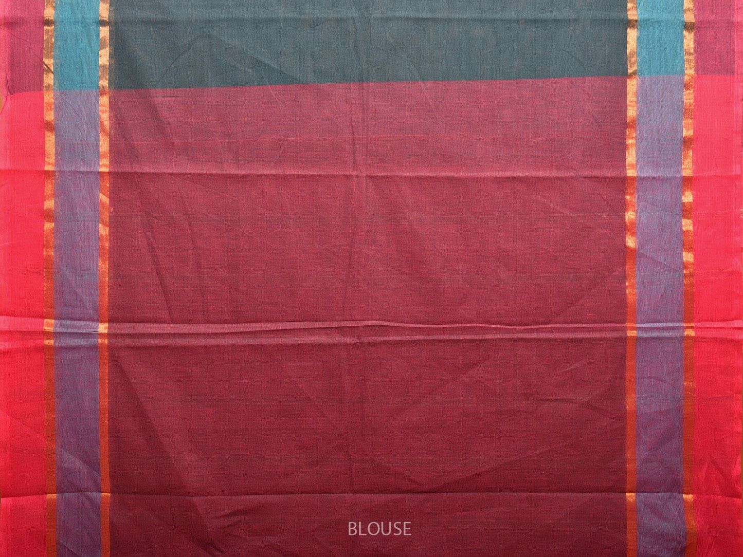 Teal and Purple Kanchipuram Cotton Plain Saree with Strips Pallu Design k0613