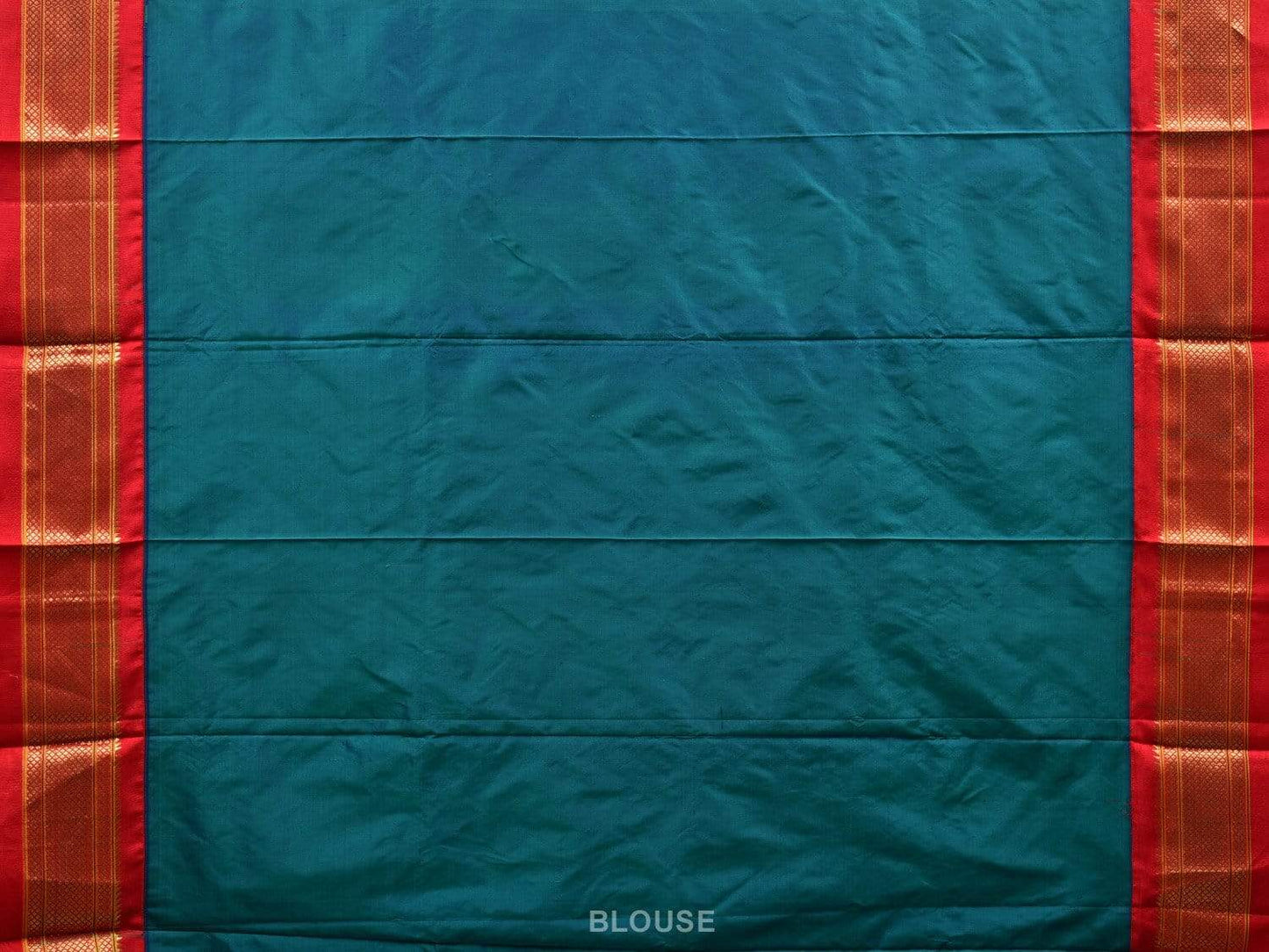 Teal and Red Paithani Silk Handloom Saree with Pallu Design p0376