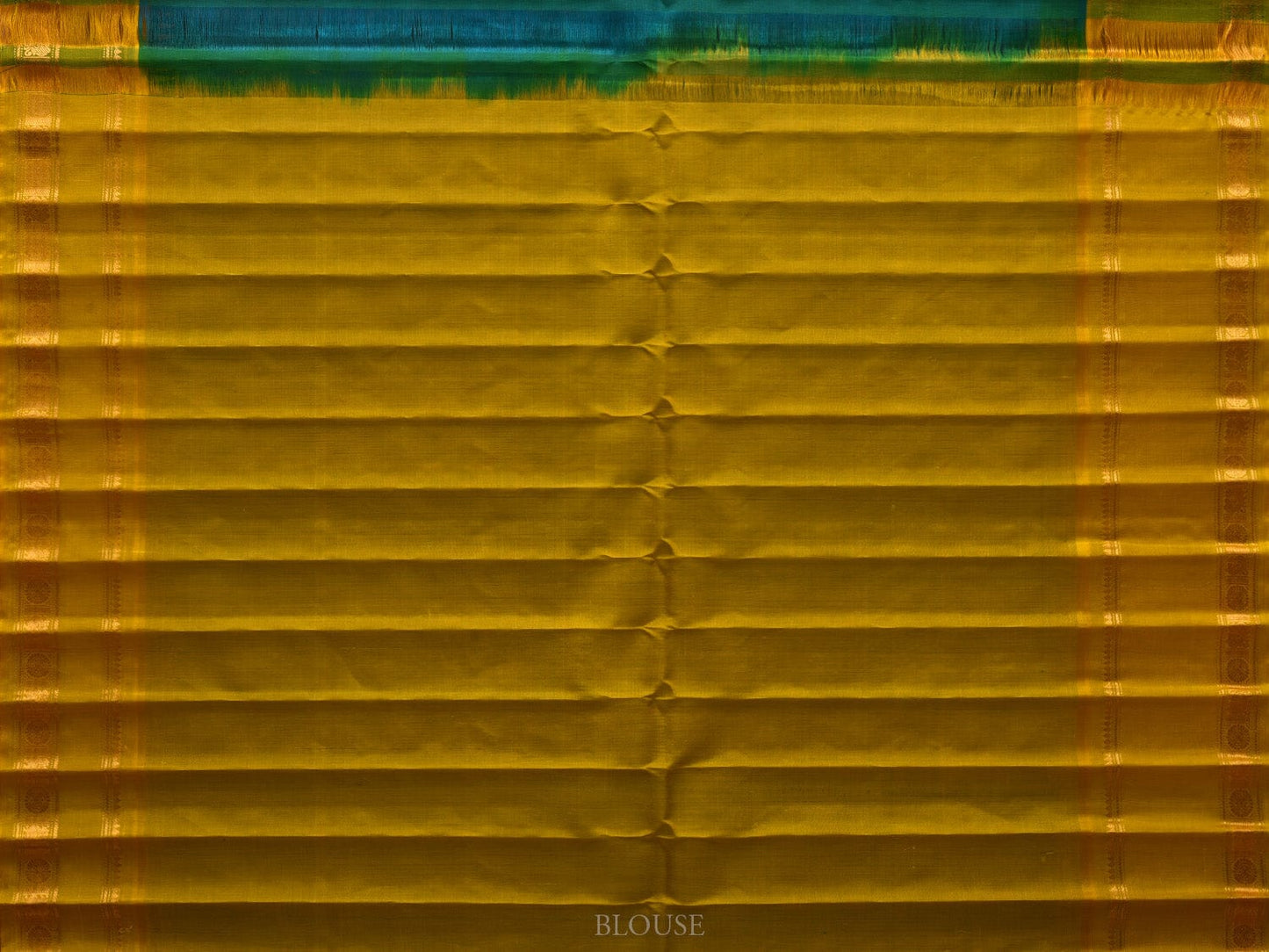 Teal and Yellow Gadwal Silk Handloom Saree with Buta and Border Design g0323