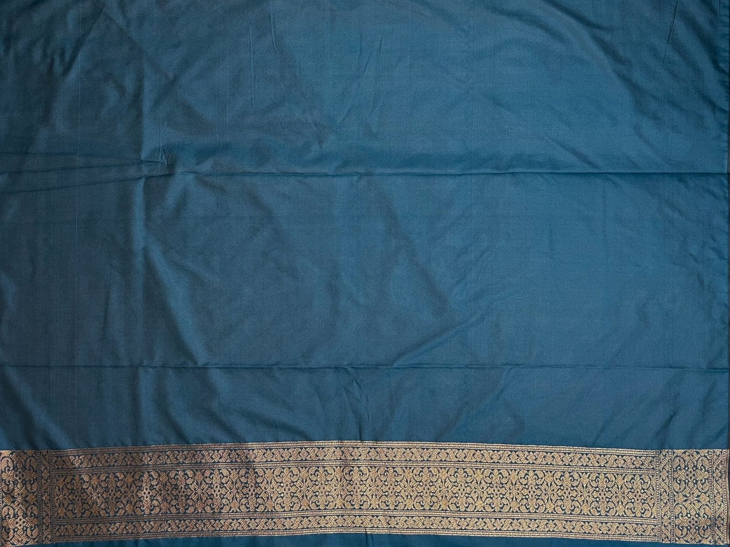 Teal Blue Antique Zari Banaras Katan Intricate Allover Brocade Saree with Border and Pallu Design b0347ds