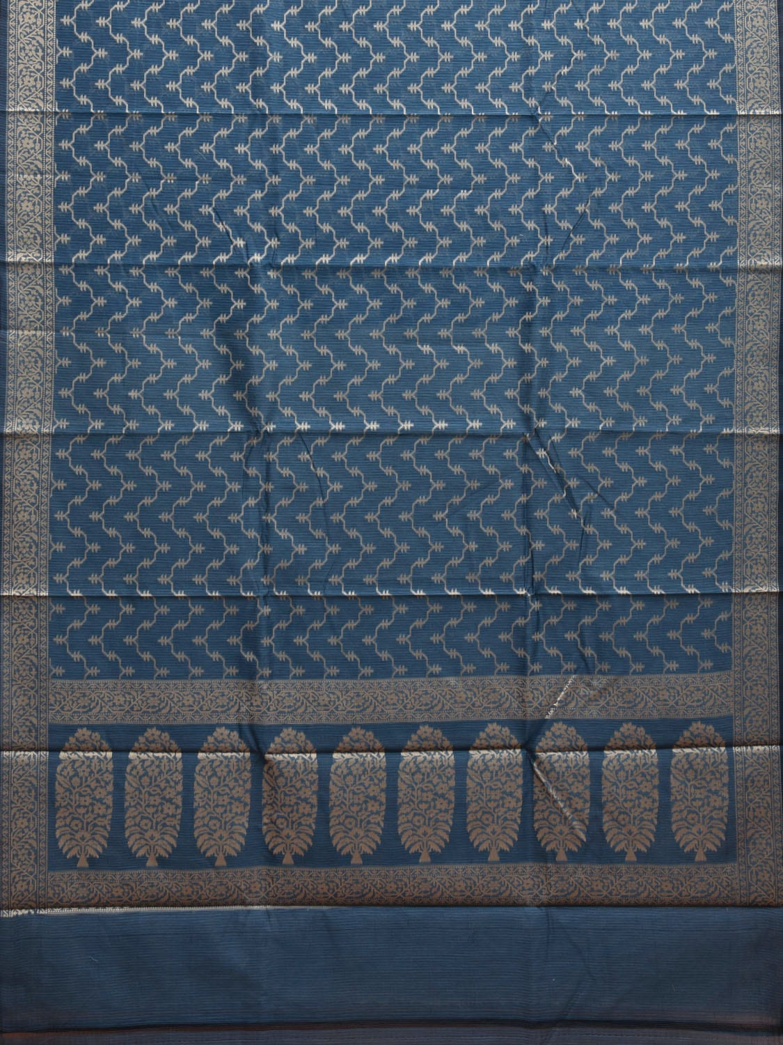 Teal Dhakai Jamdani Cotton Viscose Saree with Zig-Zag and Floral Pallu Design dj0076