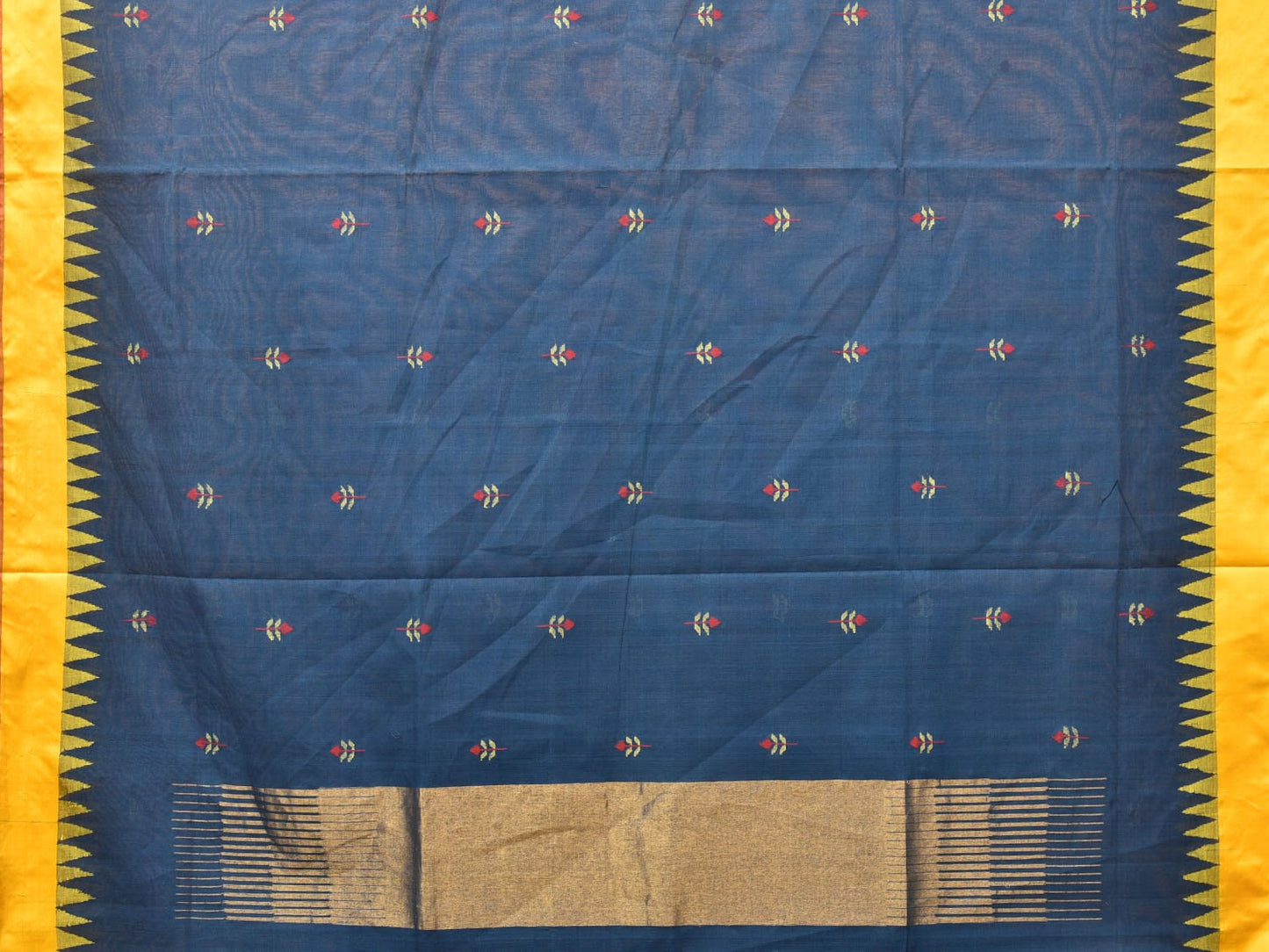 Teal Khadi Cotton Handloom Saree with Jamdani Body Buta Design kh0629