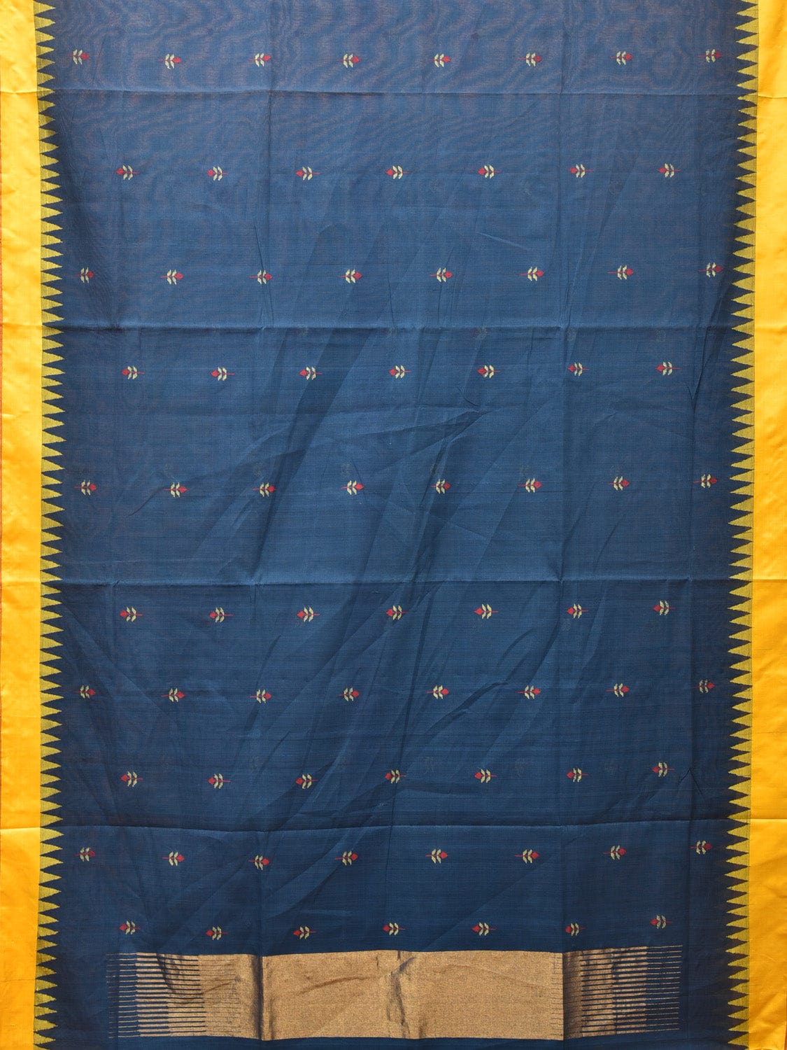 Teal Khadi Cotton Handloom Saree with Jamdani Body Buta Design kh0629