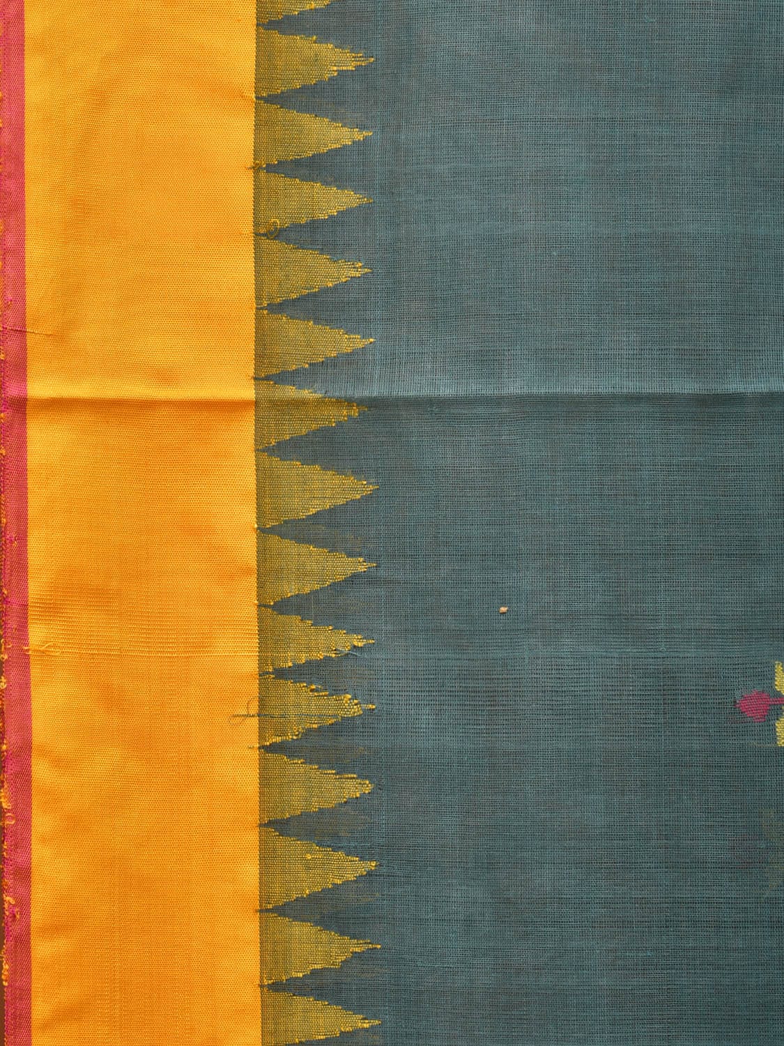 Teal Khadi Cotton Handloom Saree with Jamdani Body Buta Design kh0654