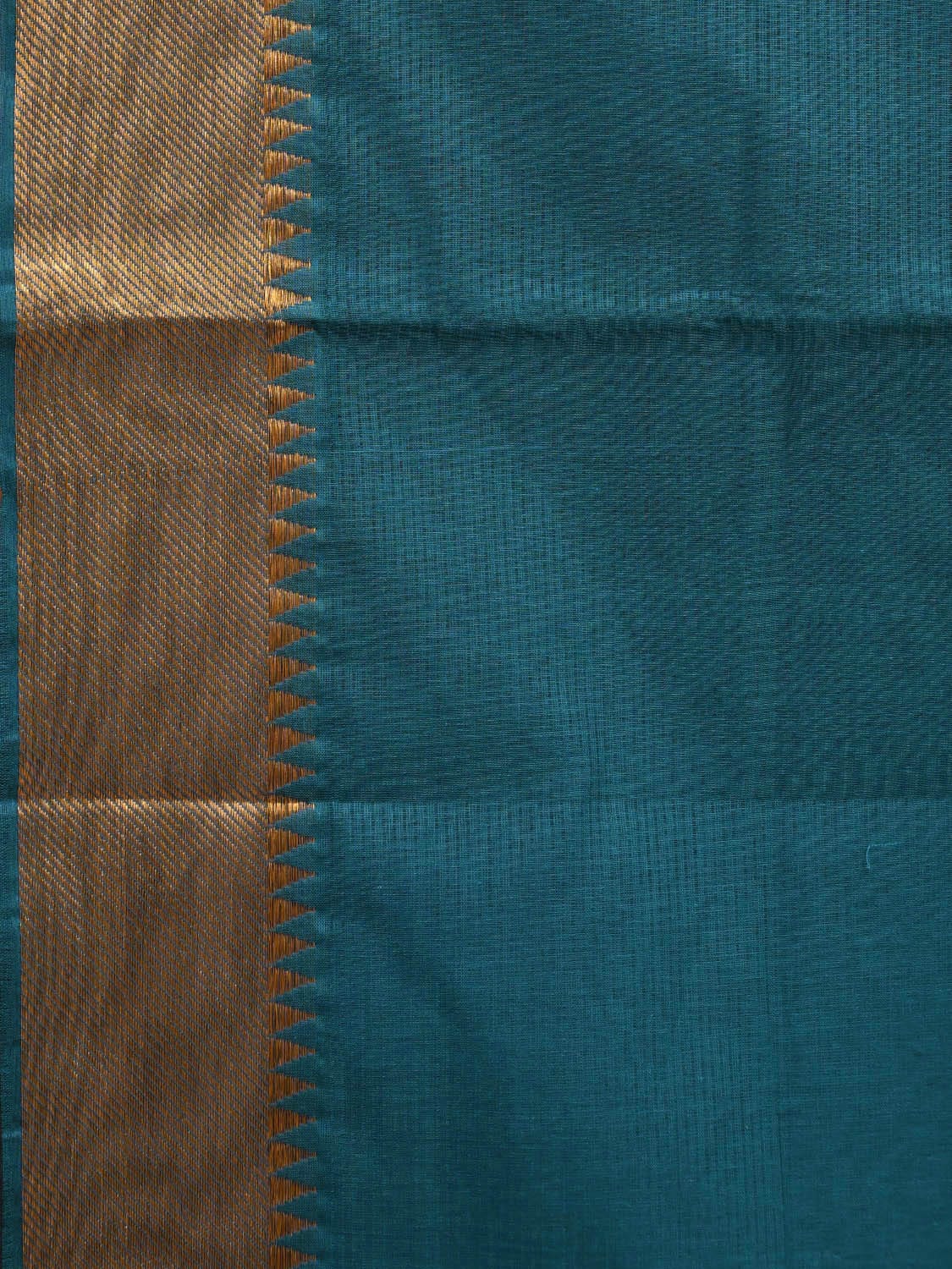 Teal Mangalgiri Cotton Handloom Saree with Strips Design mn0068