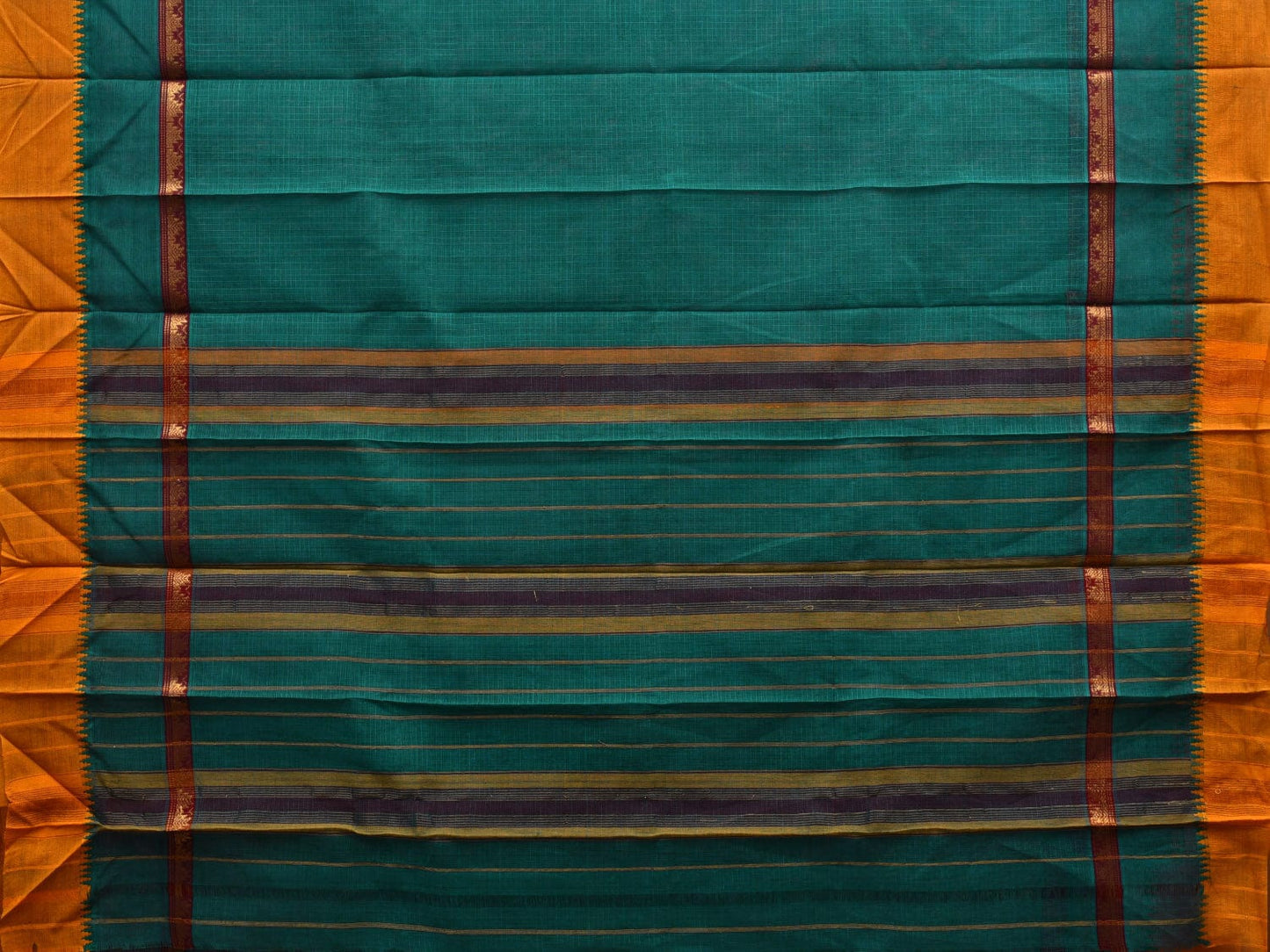 Teal Narayanpet Cotton Handloom Saree with Checks Design No Blouse np0588
