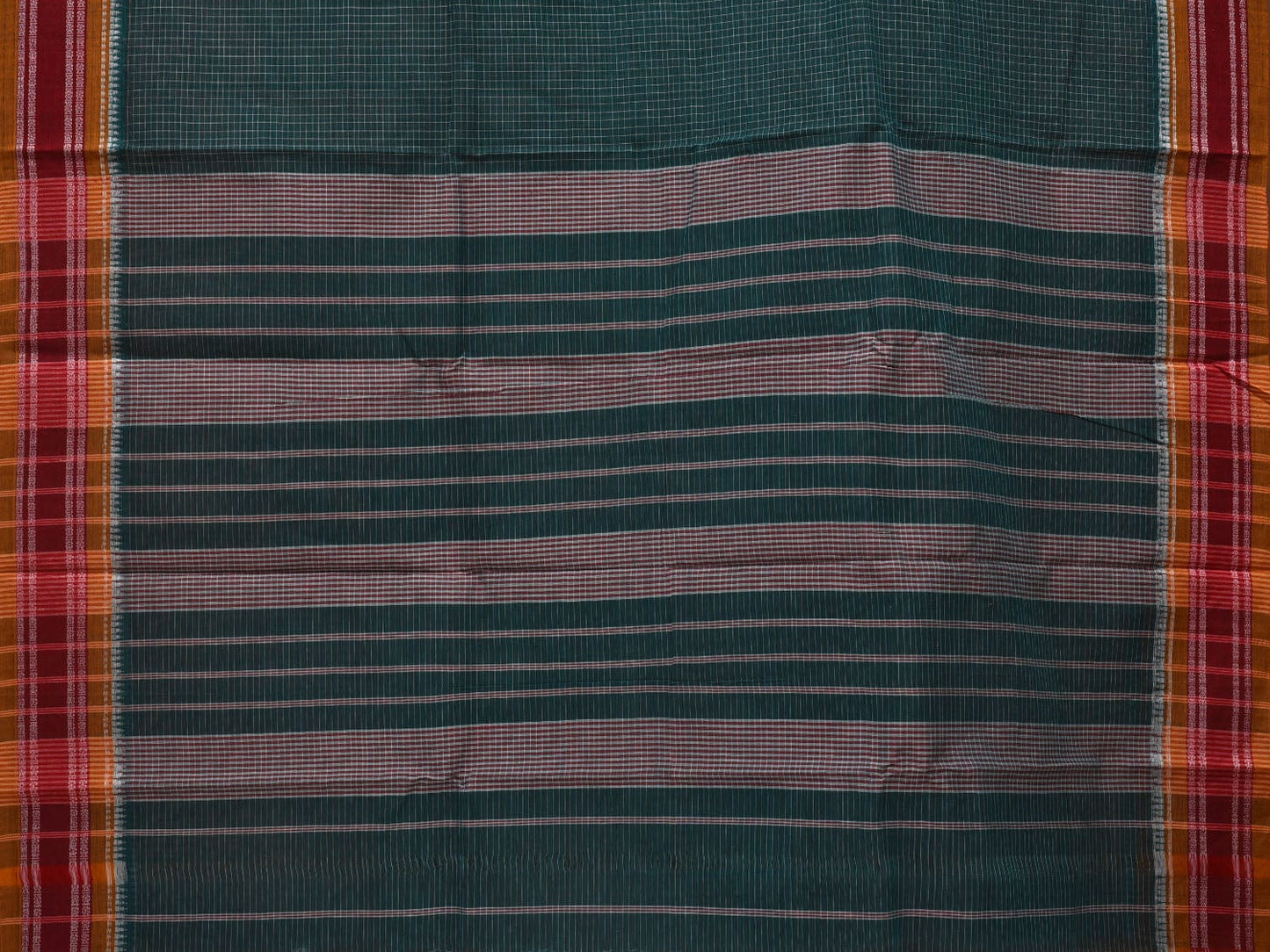Teal Narayanpet Cotton Handloom Saree with Checks Design No Blouse np0623