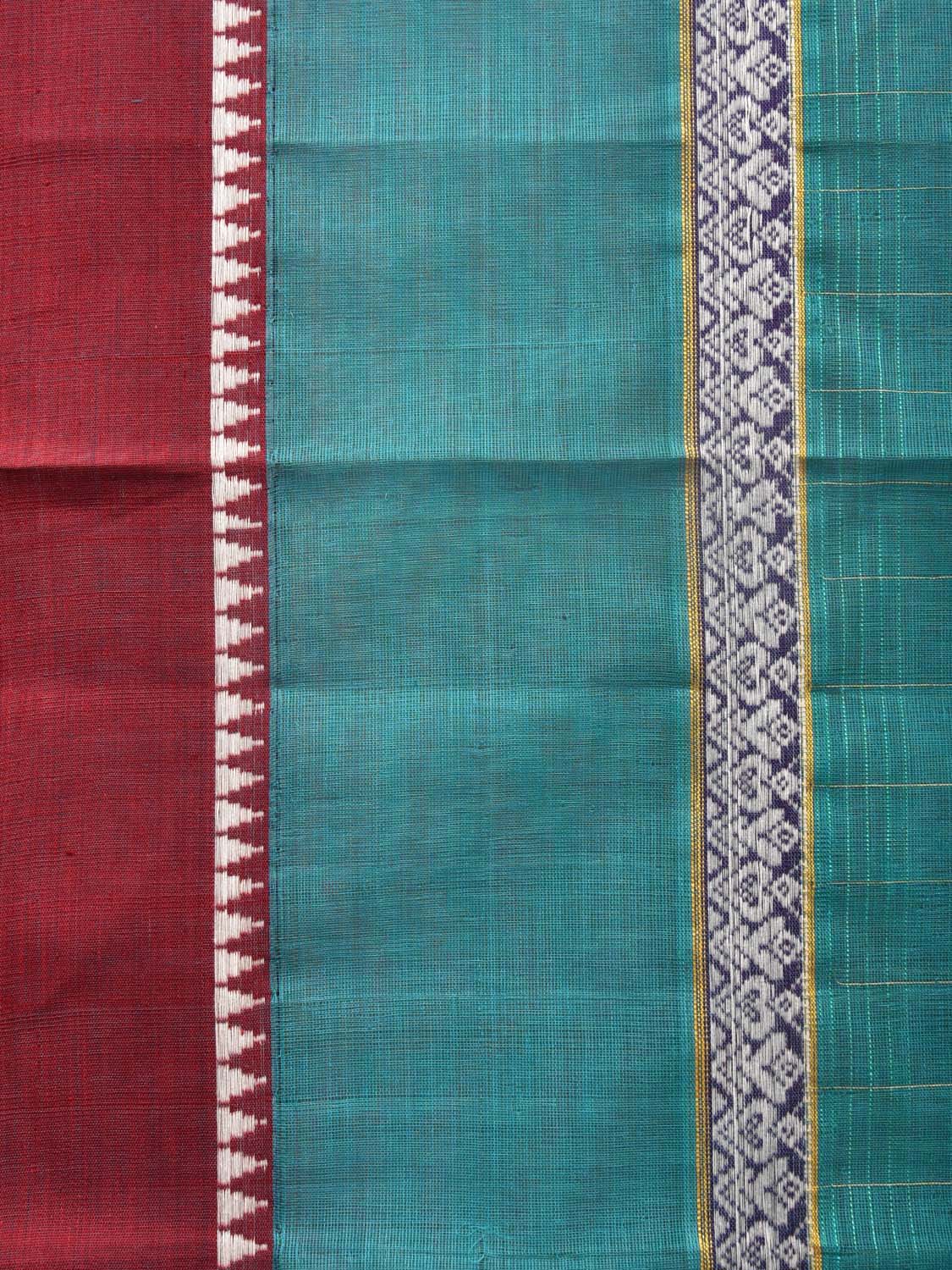 Teal Narayanpet Cotton Handloom Saree with One Side Big Border Design No Blouse np0784