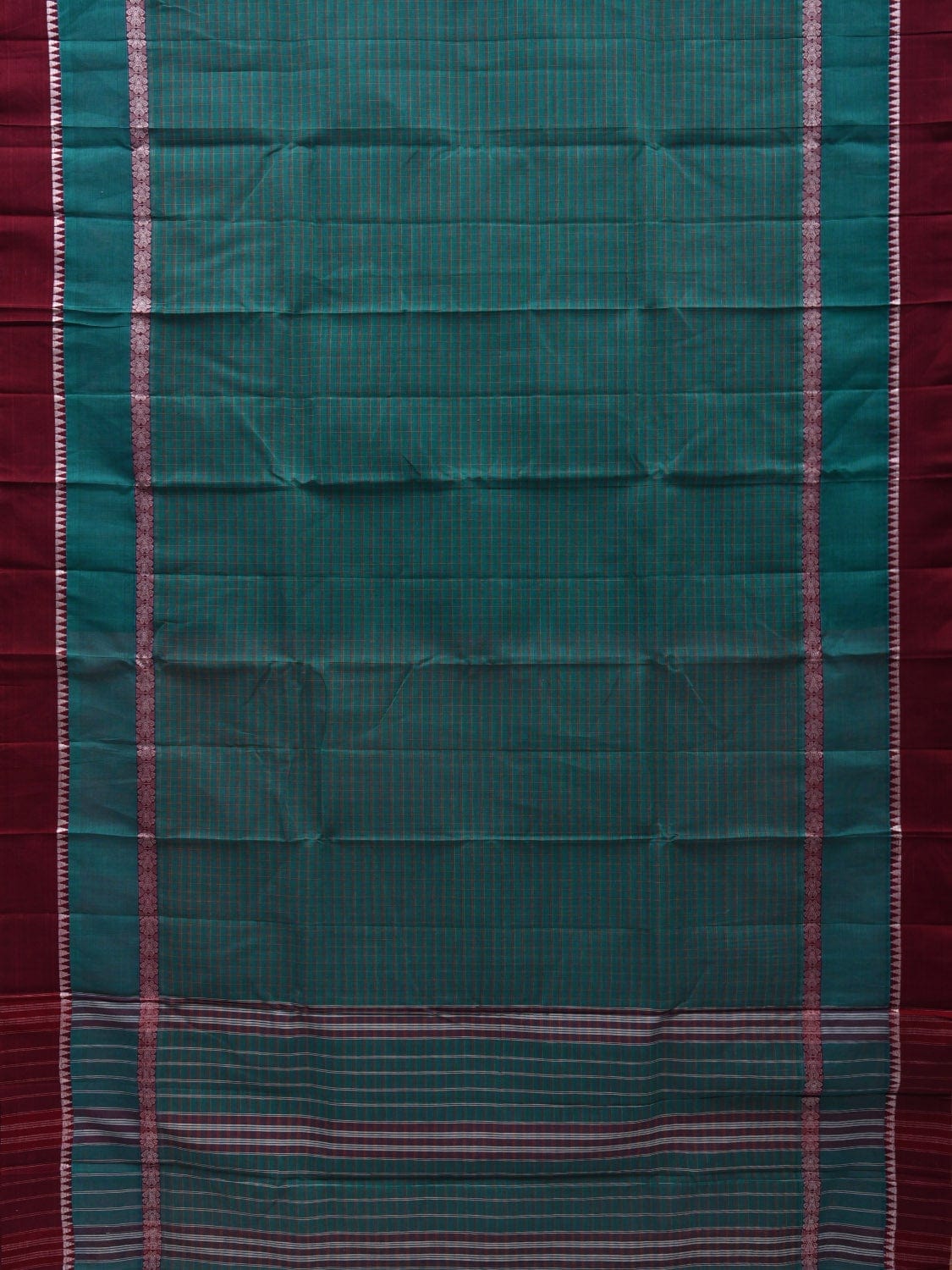 Teal Narayanpet Cotton Handloom Saree with Strips Design No Blouse np0521