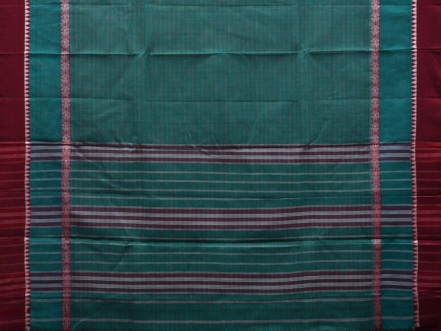 Teal Narayanpet Cotton Handloom Saree with Strips Design No Blouse np0521