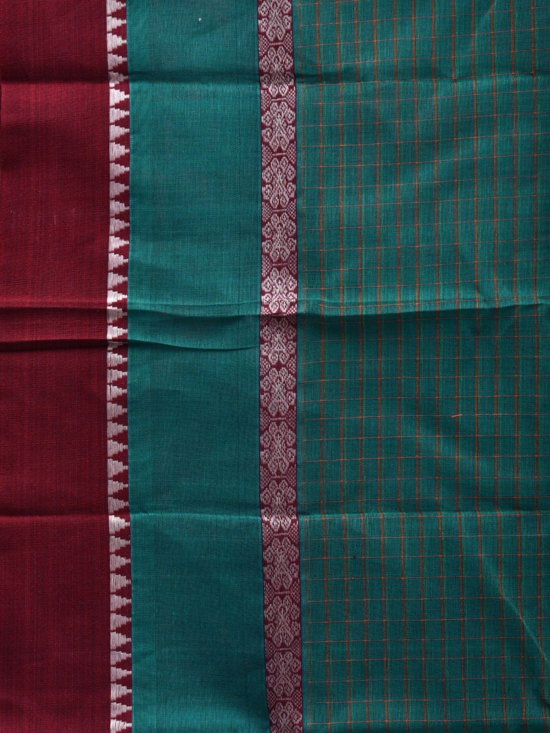 Teal Narayanpet Cotton Handloom Saree with Strips Design No Blouse np0521