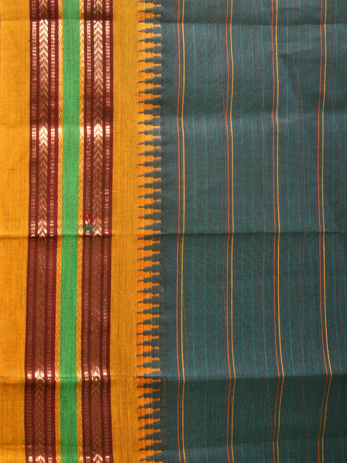 Teal Narayanpet Cotton Handloom Saree with Strips Design No Blouse np0787