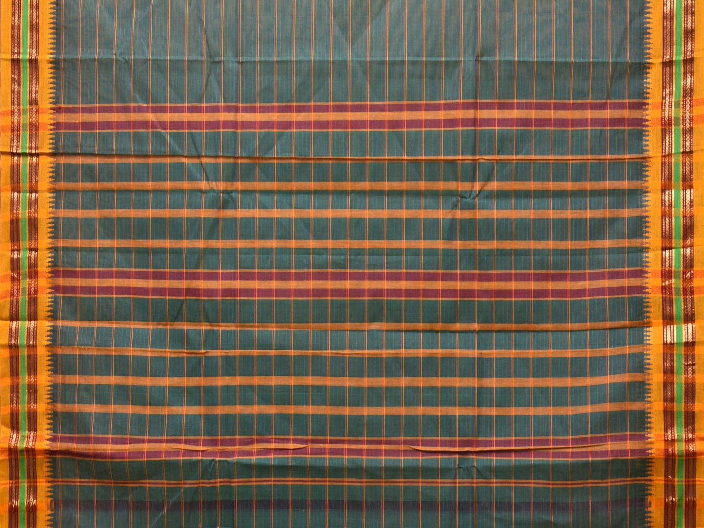 Teal Narayanpet Cotton Handloom Saree with Strips Design No Blouse np0787