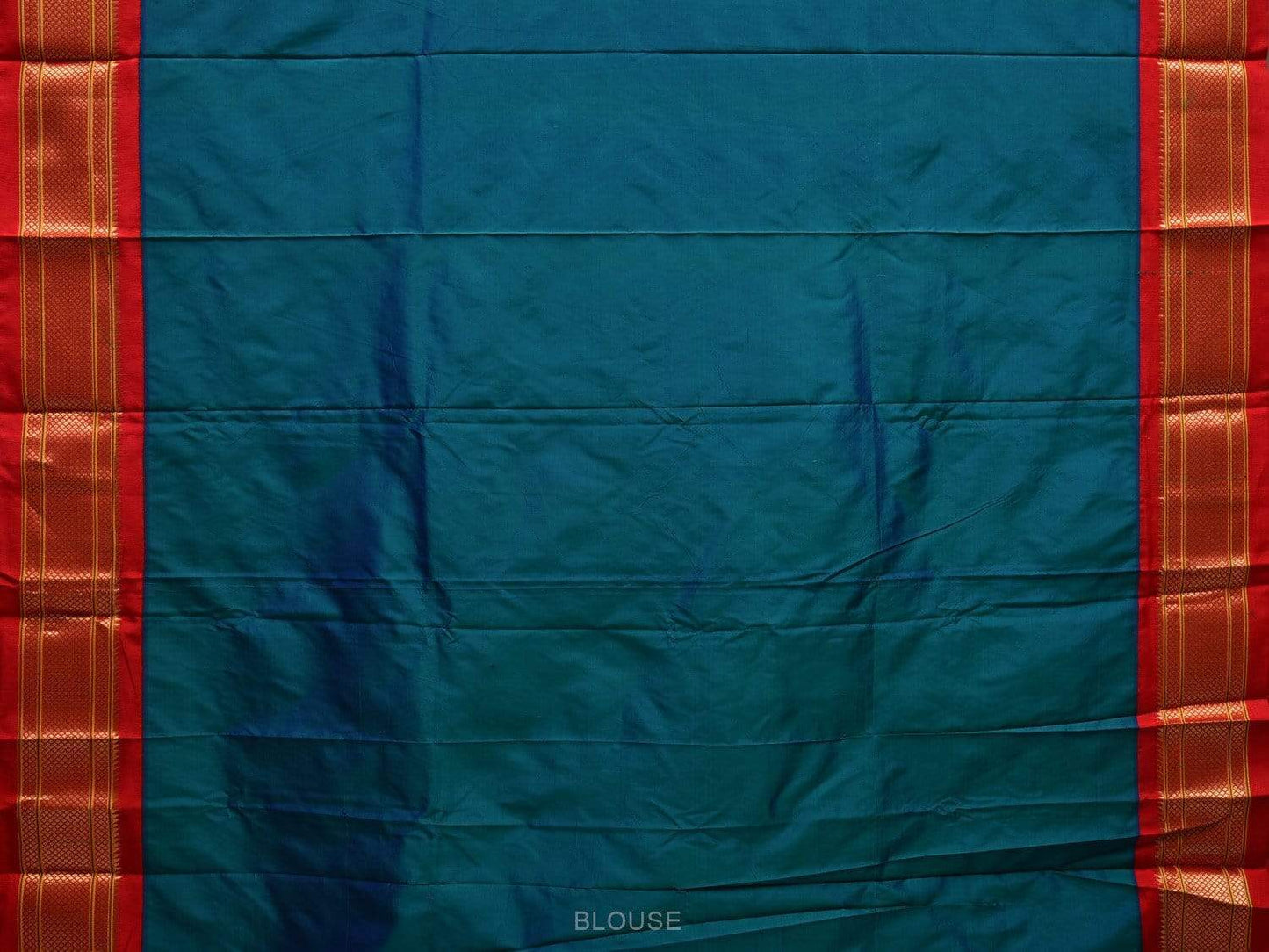 Teal Paithani Silk Handloom Saree with Peacocks Pallu Design p0384