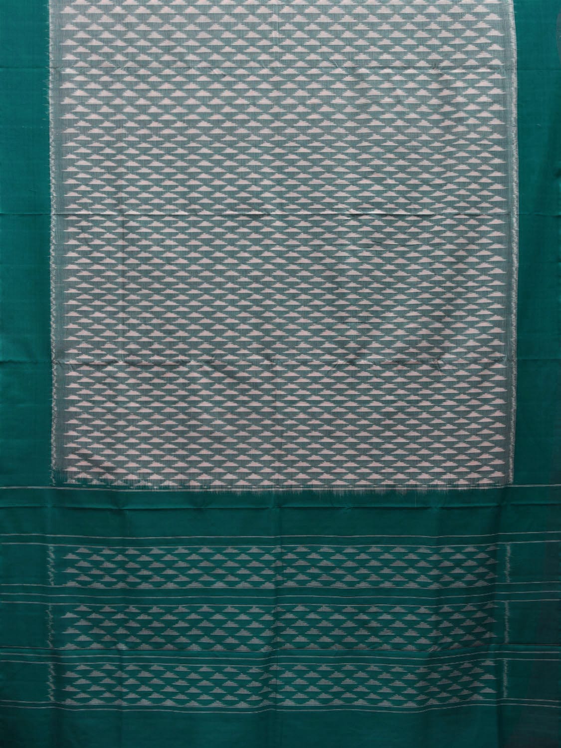Teal Pochampally Ikat Cotton Handloom Saree with Triangle Buta Design i0650