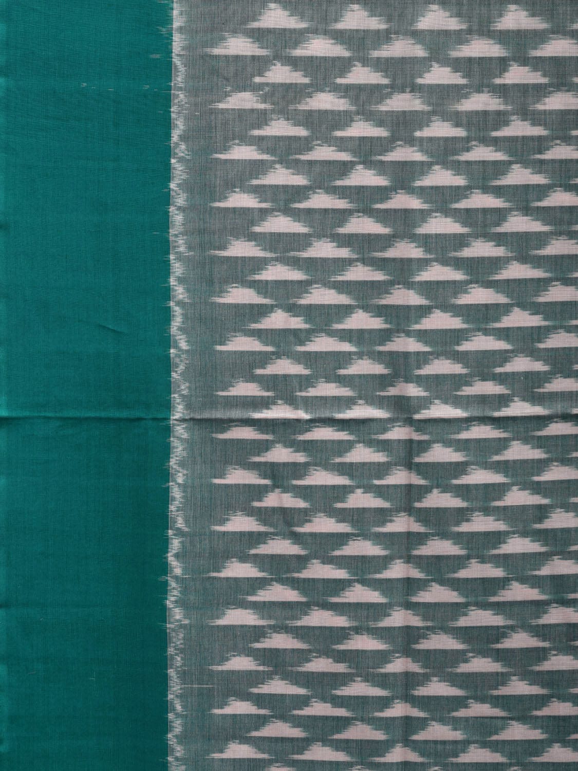Teal Pochampally Ikat Cotton Handloom Saree with Triangle Buta Design i0650