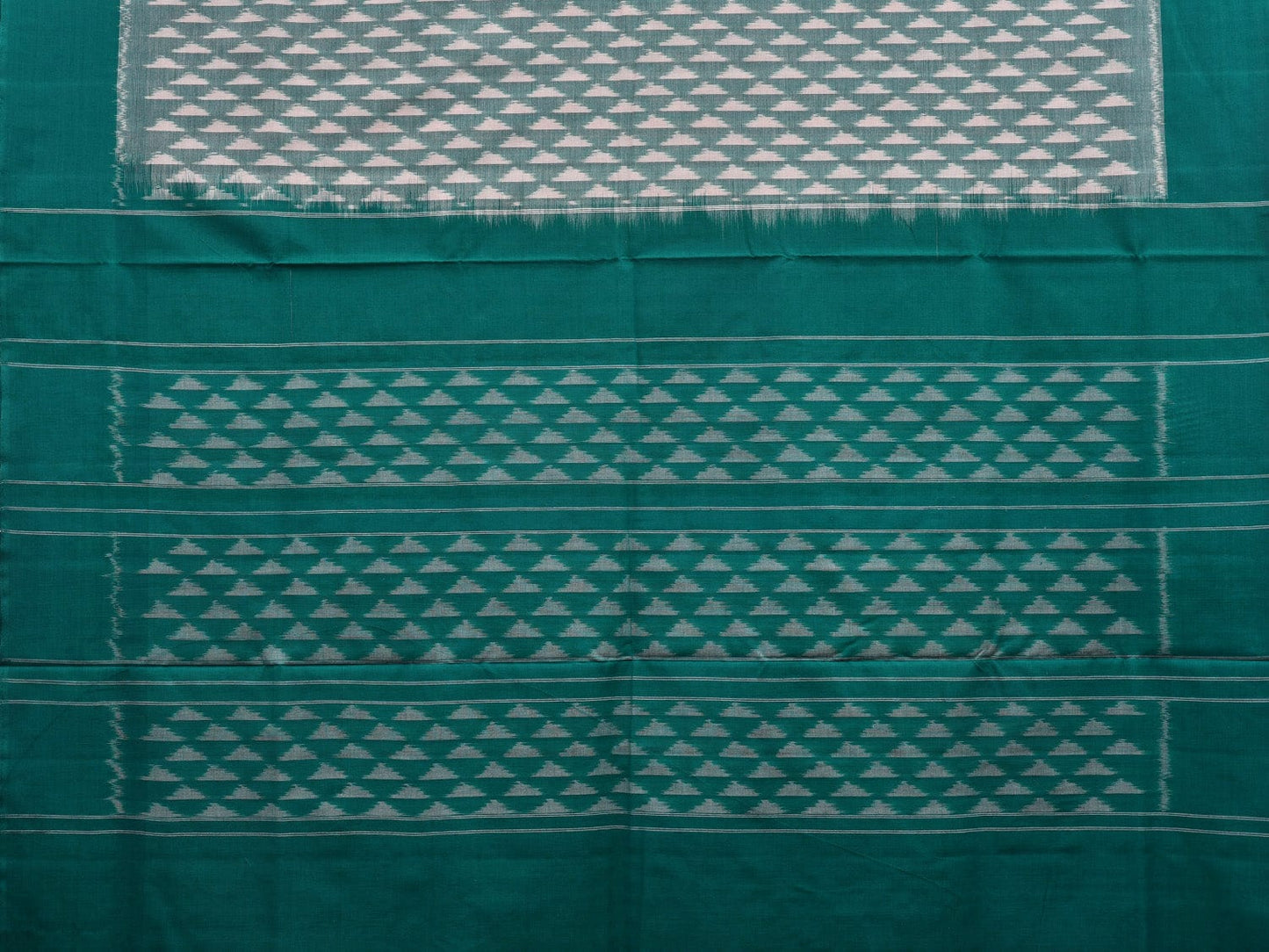 Teal Pochampally Ikat Cotton Handloom Saree with Triangle Buta Design i0650