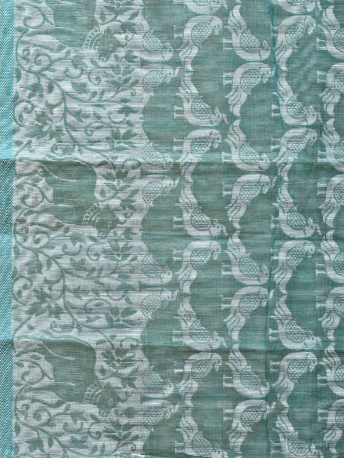 Teal Special Cotton 80s Double Cloth with Birds All Over Design o0400