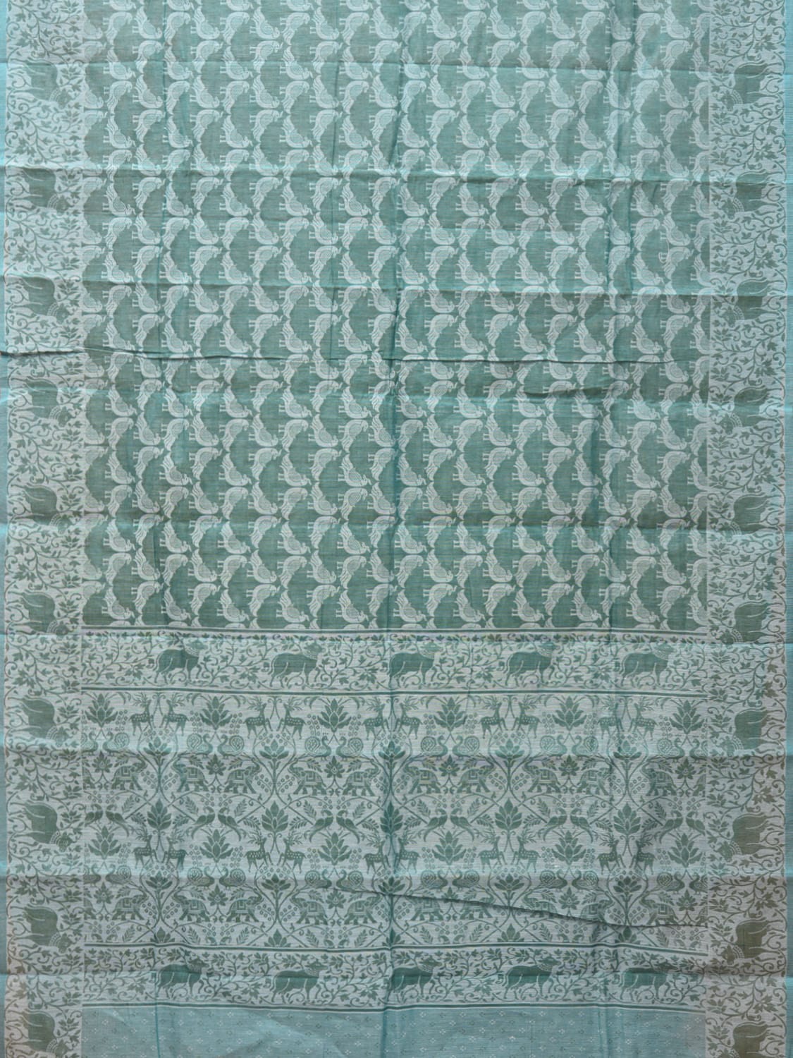 Teal Special Cotton 80s Double Cloth with Birds All Over Design o0400