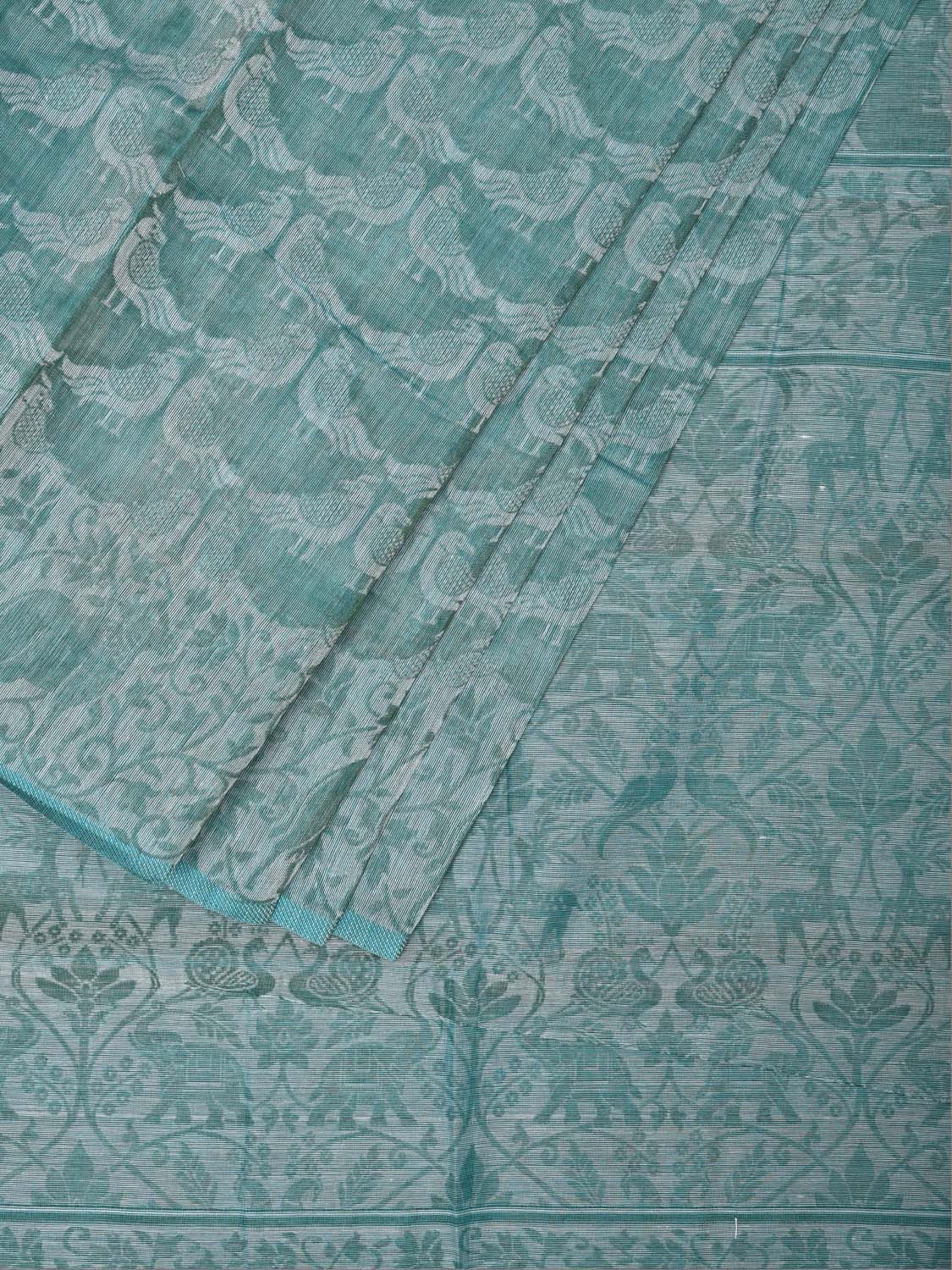 Teal Special Cotton 80s Double Cloth with Birds All Over Design o0400
