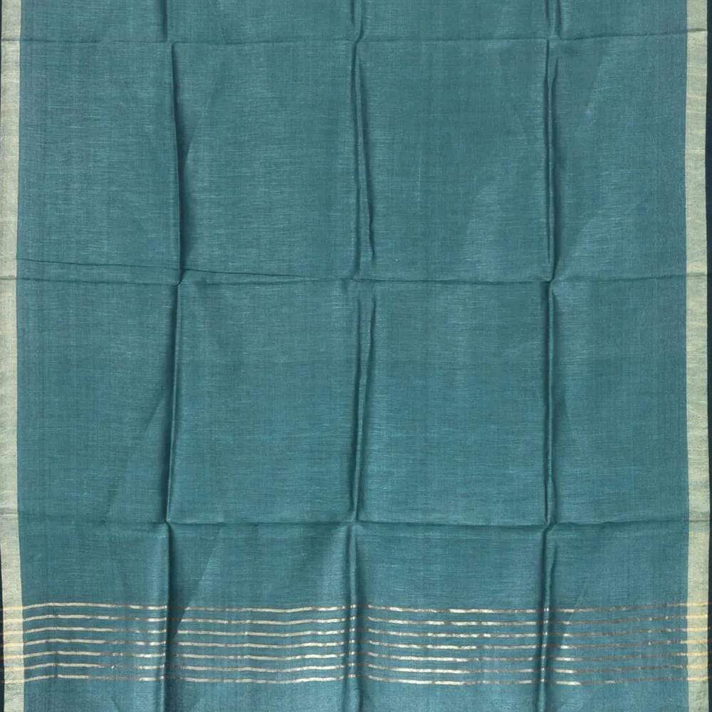 Teal Tussar Handloom Dupatta with Zari Border ds1754