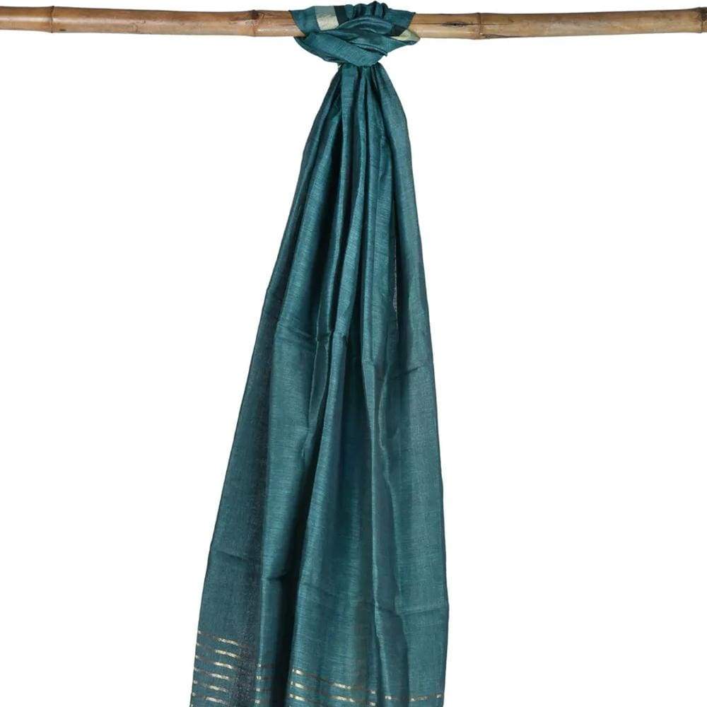 Teal Tussar Handloom Dupatta with Zari Border ds1754