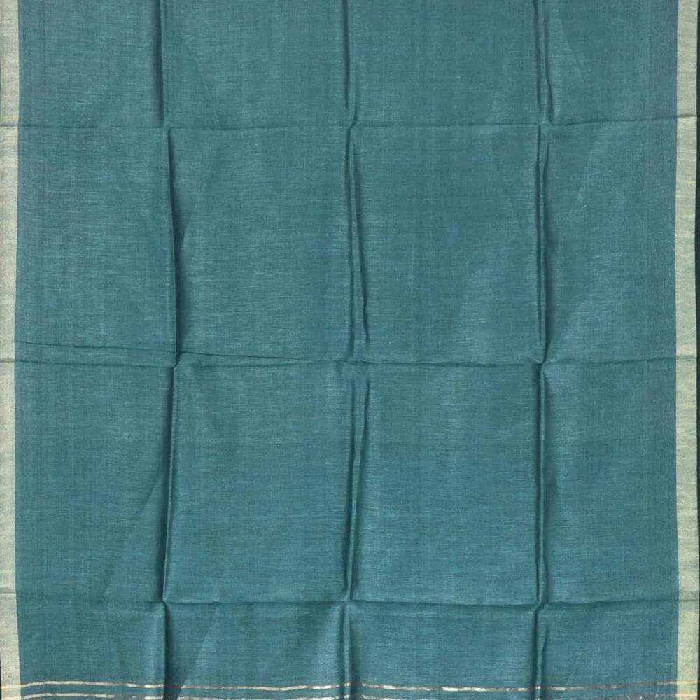 Teal Tussar Handloom Dupatta with Zari Border ds1754