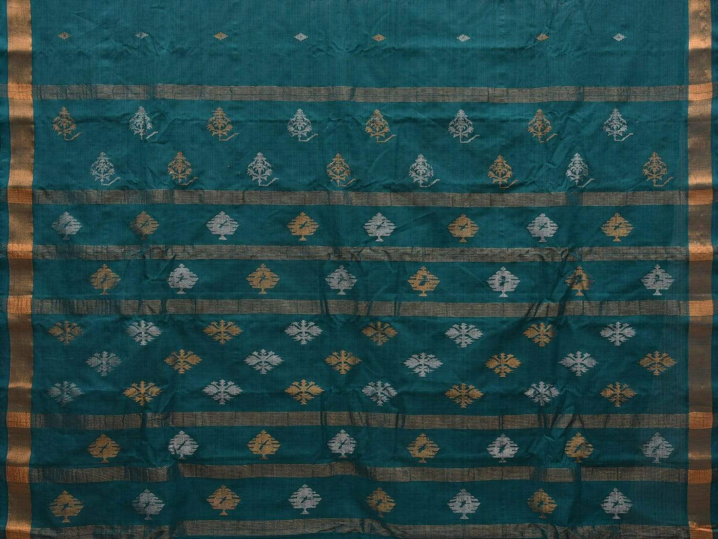 Teal Uppada Cotton Handloom Saree with Assorted Buta Pallu Design u1816