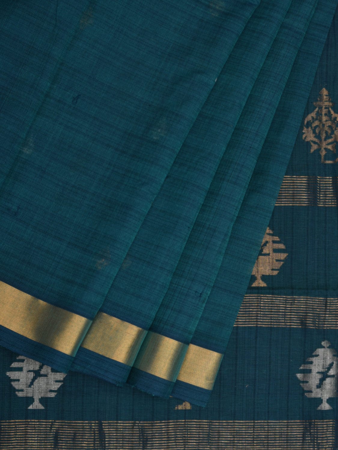 Teal Uppada Cotton Handloom Saree with Assorted Buta Pallu Design u1904