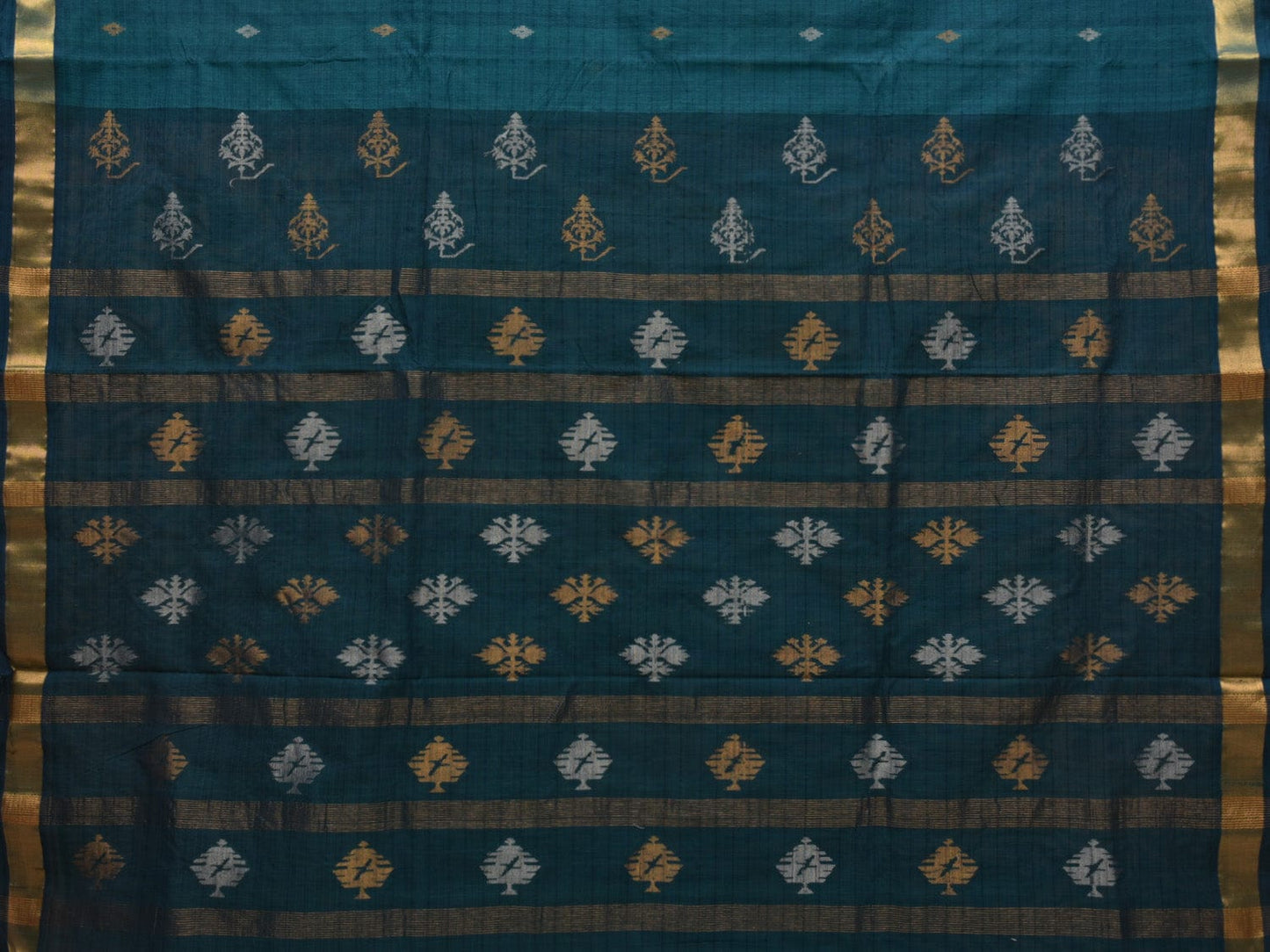Teal Uppada Cotton Handloom Saree with Assorted Buta Pallu Design u1904