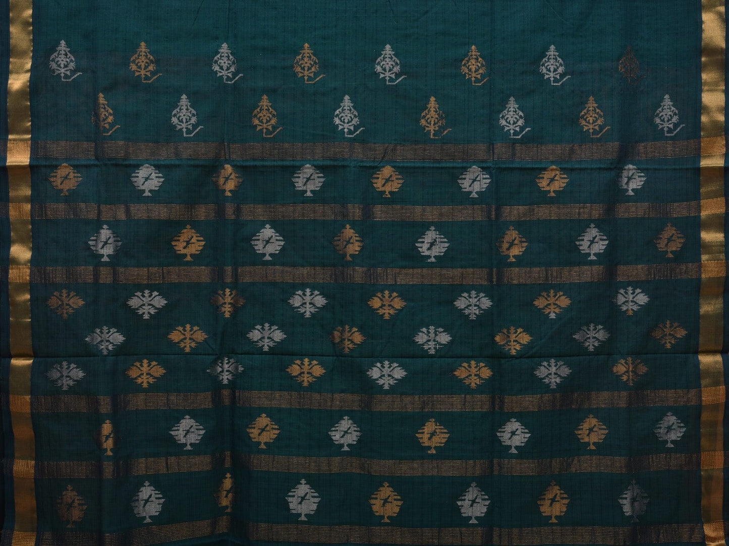 Teal Uppada Cotton Handloom Saree with Assorted Buta Pallu Design u1934