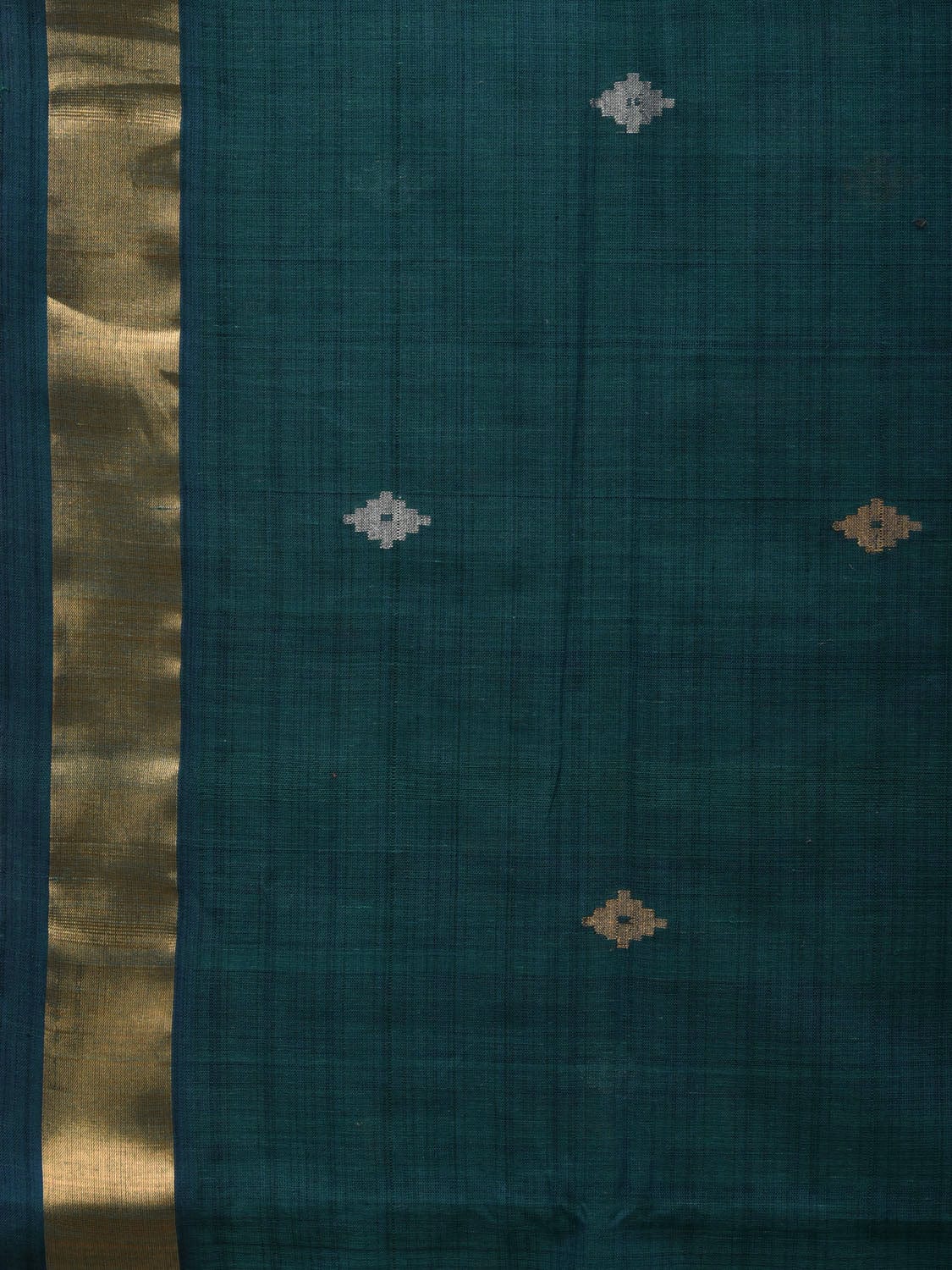 Teal Uppada Cotton Handloom Saree with Assorted Buta Pallu Design u1934