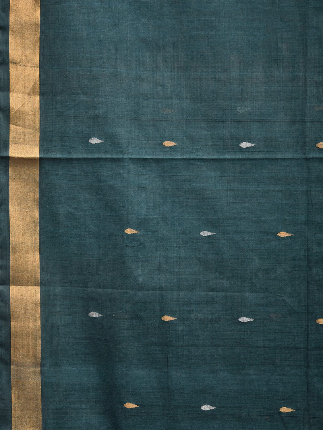 Teal Uppada Cotton Handloom Saree with Floral Pallu Design u2298