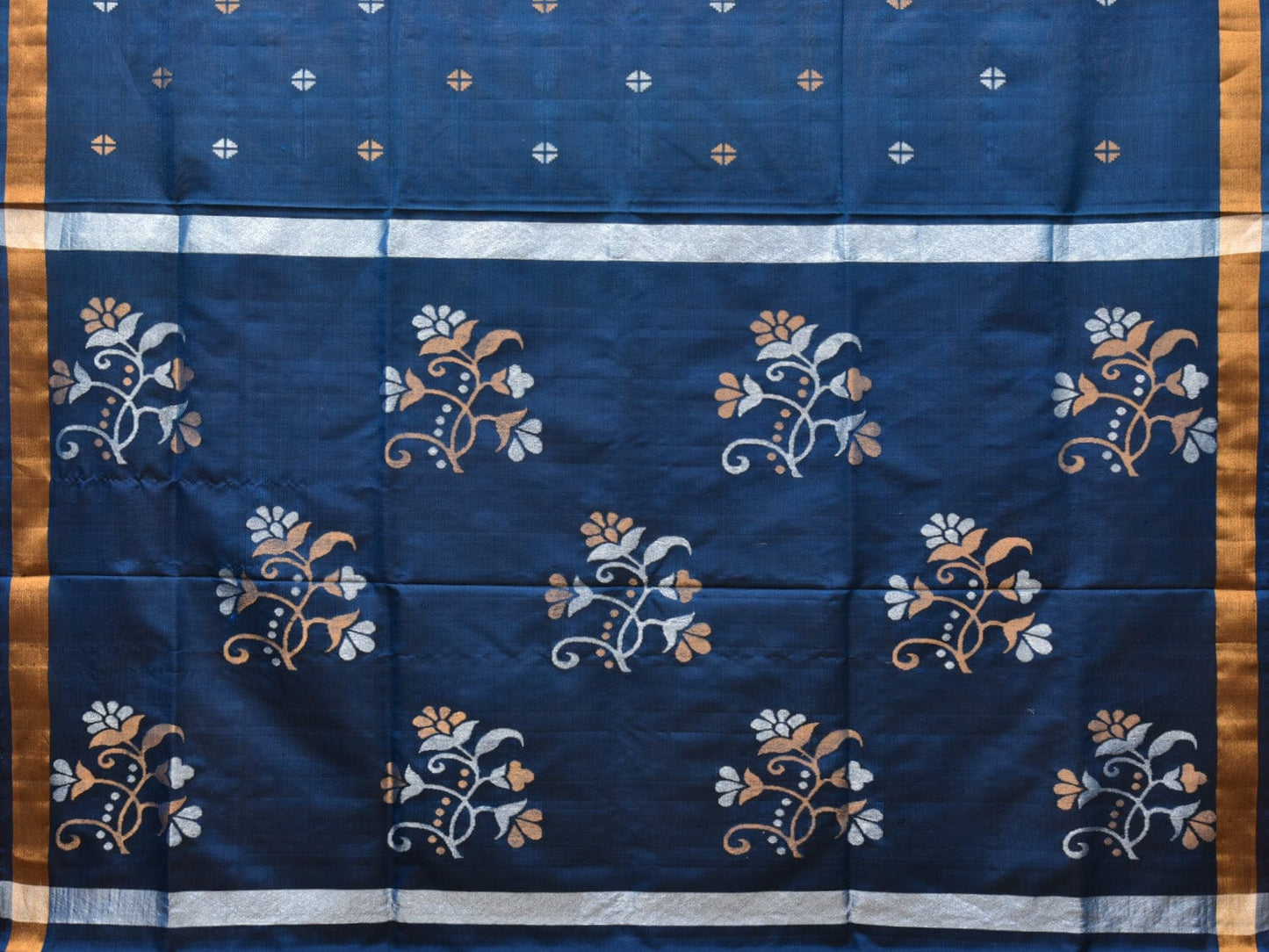 Teal Uppada Silk Handloom Saree with Floral Buta Pallu Design u2063