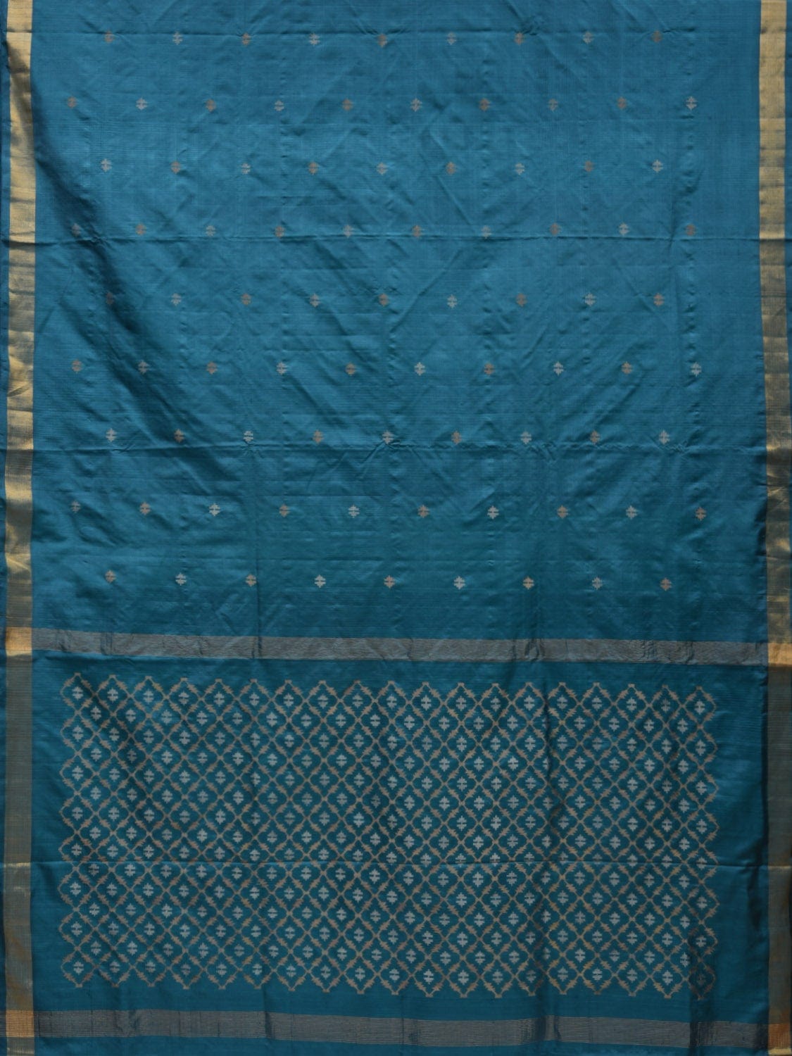 Teal Uppada Silk Handloom Saree with Jamdani Pallu Design u1833