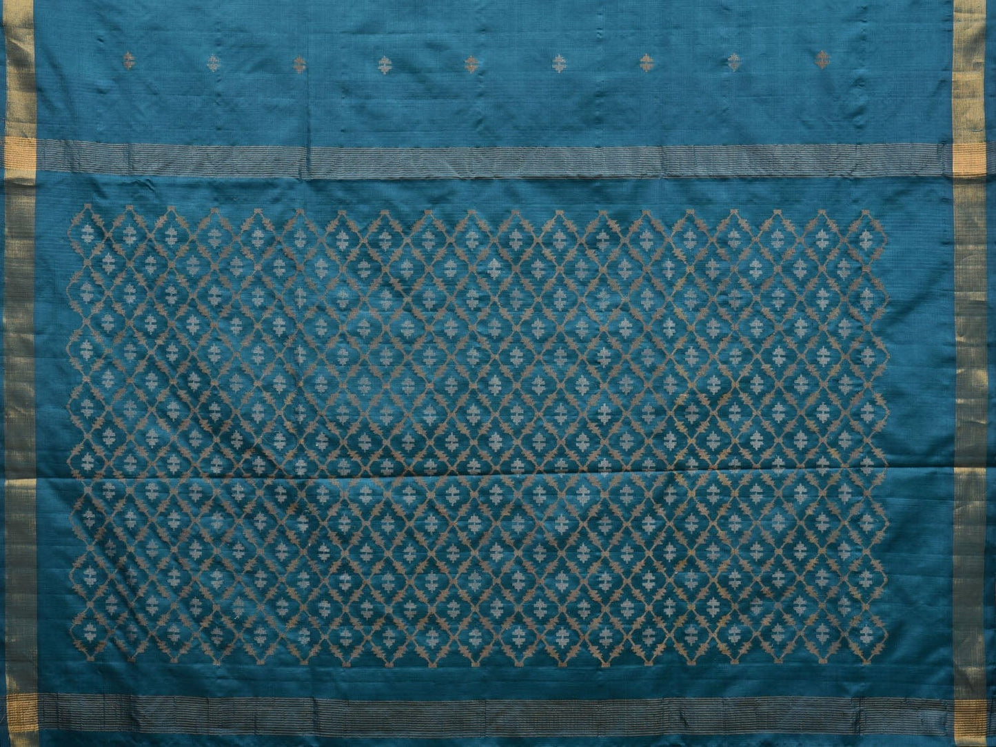 Teal Uppada Silk Handloom Saree with Jamdani Pallu Design u1833