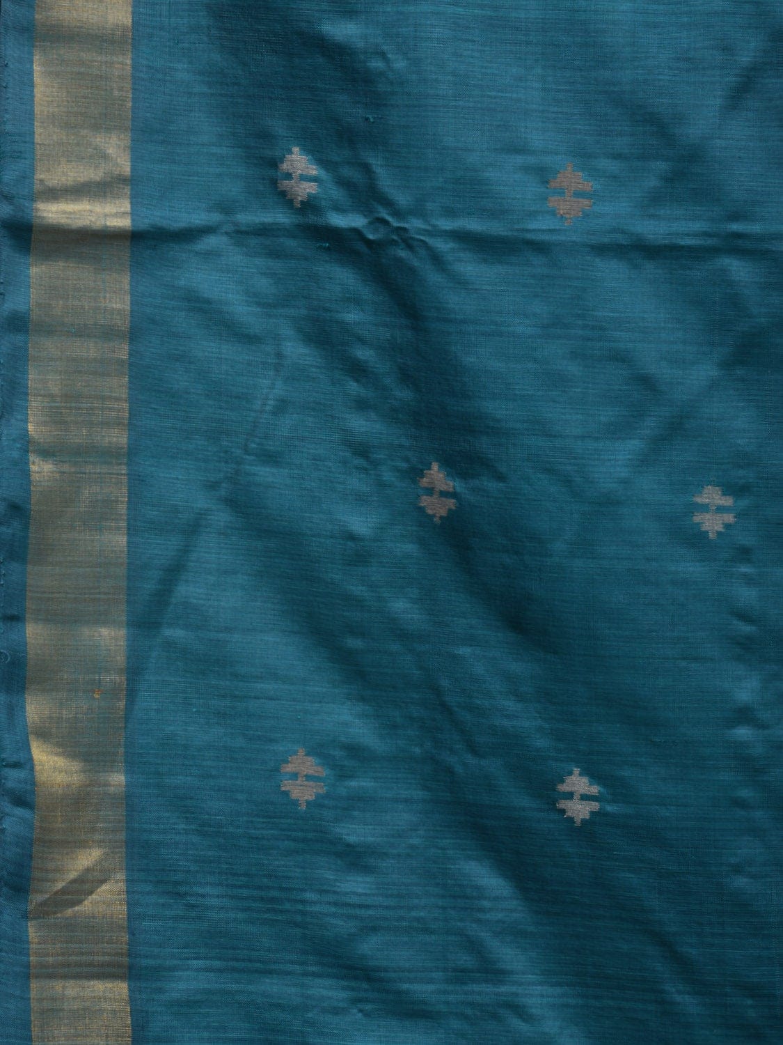 Teal Uppada Silk Handloom Saree with Jamdani Pallu Design u1833