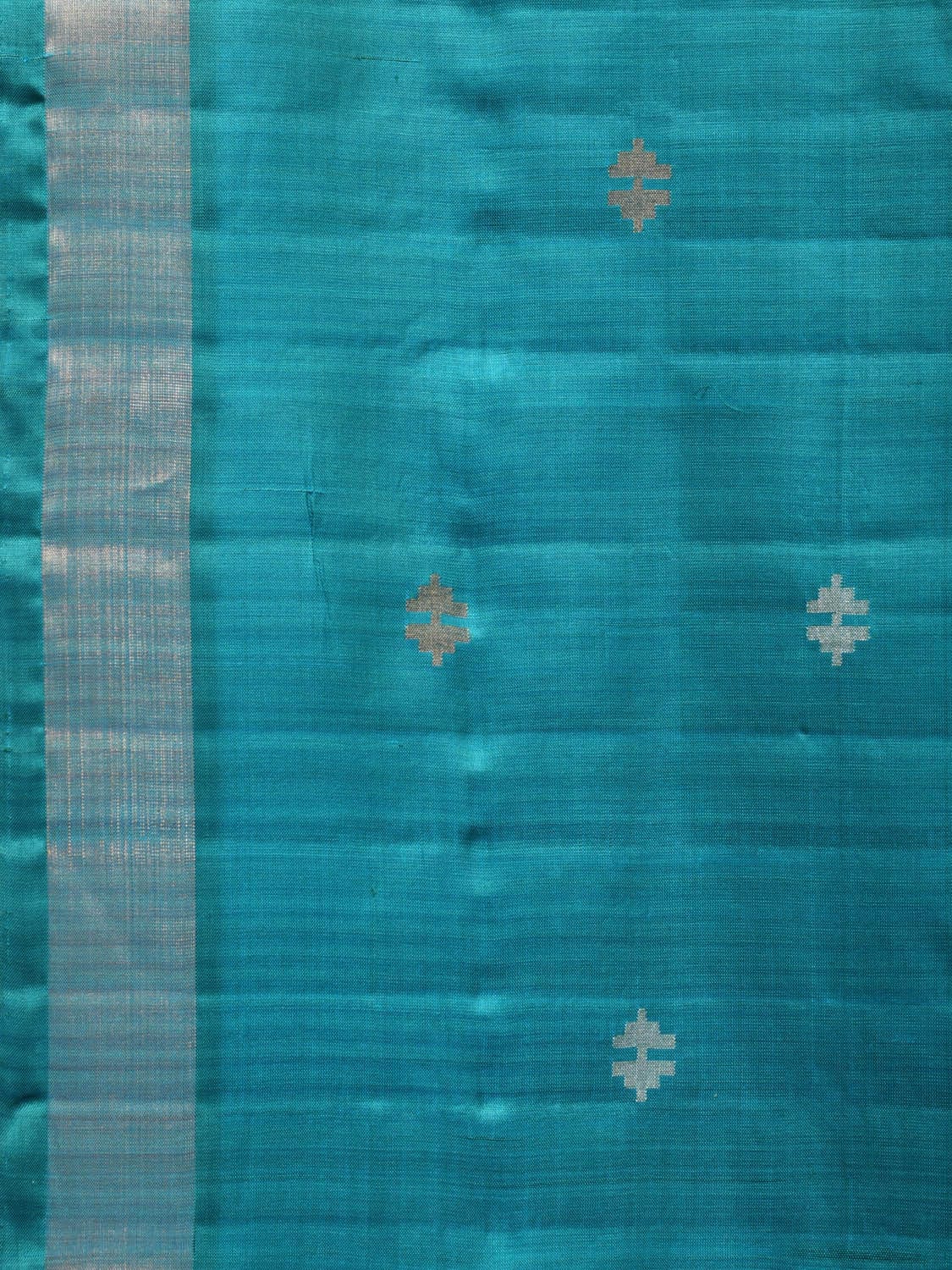Teal Uppada Silk Handloom Saree with Jamdani Pallu Design u2149