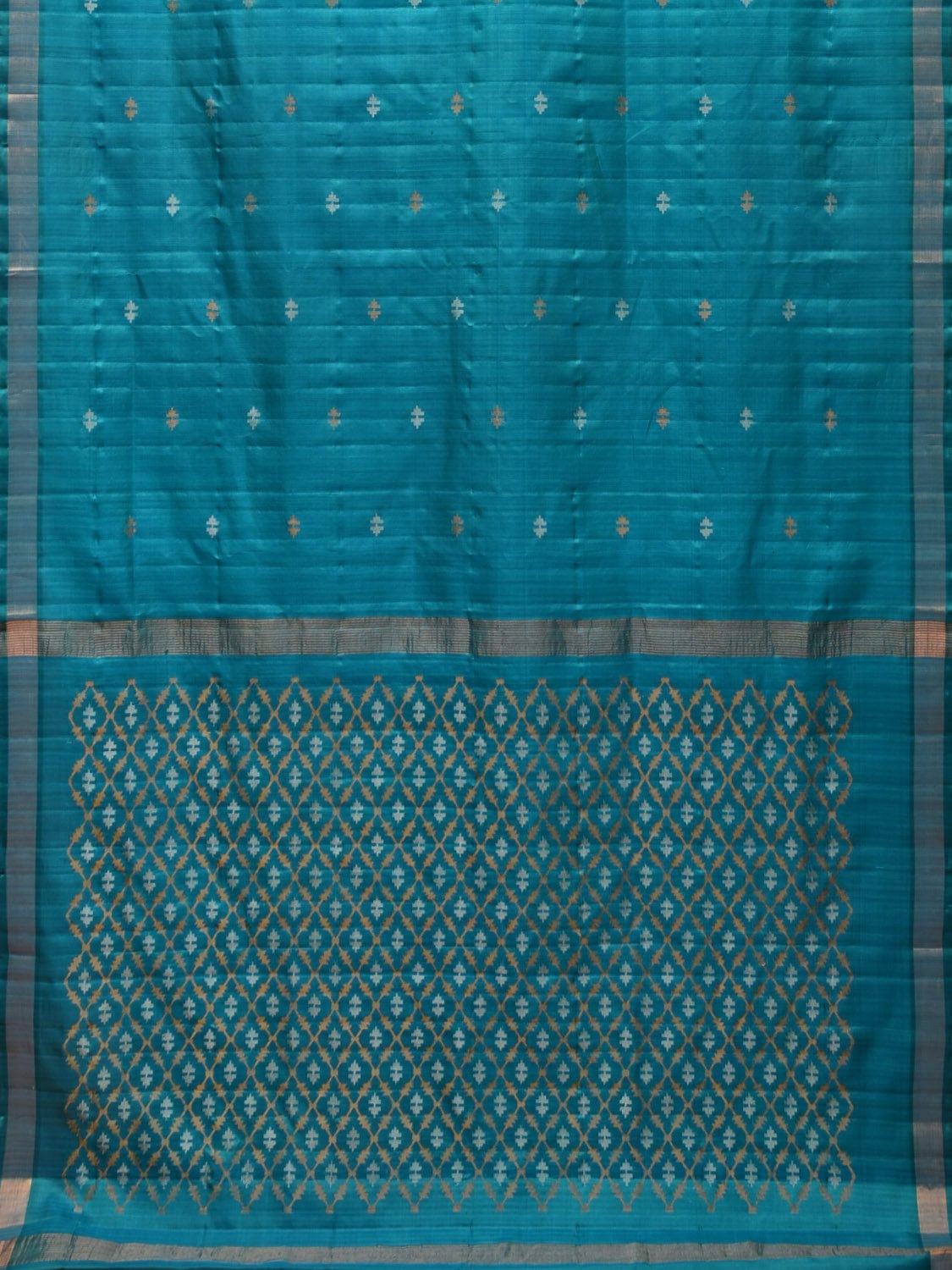 Teal Uppada Silk Handloom Saree with Jamdani Pallu Design u2149