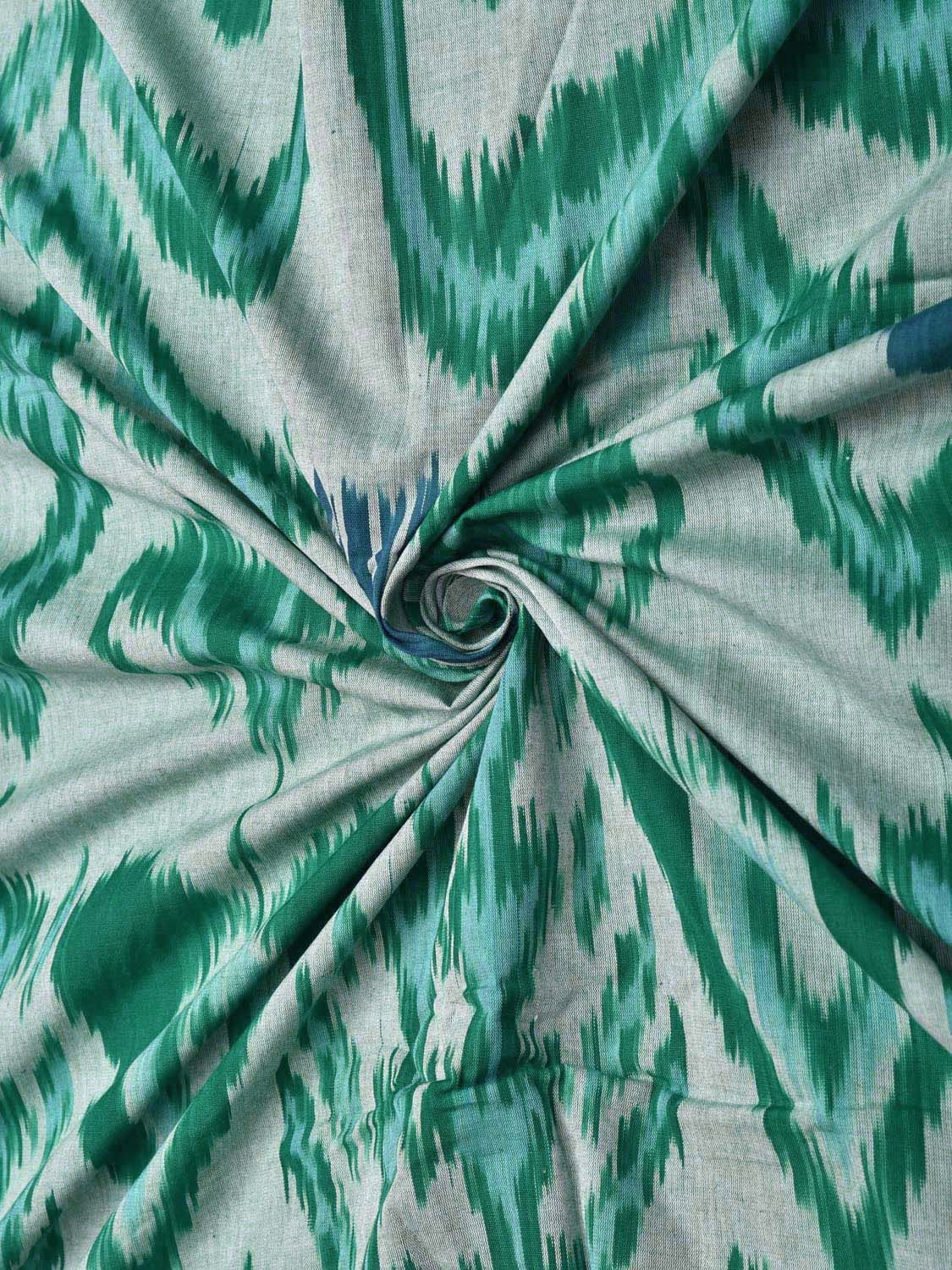 Turquoise and Blue Ikat Cotton Handloom 2.5mts Fabric with Uzbekistan Pattern Design f0262