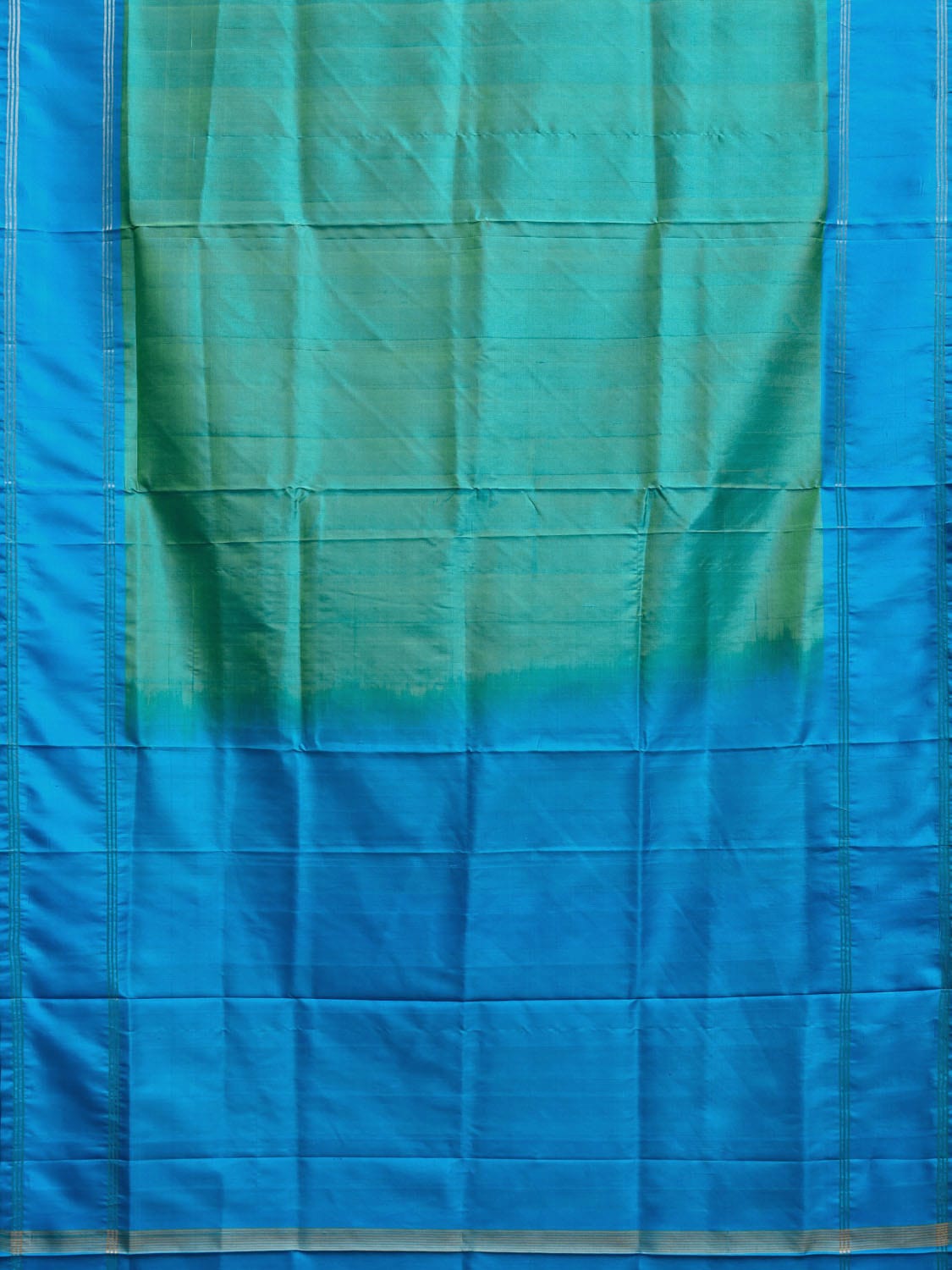 Turquoise and Blue Uppada Silk Handloom Plain Saree with Contrast Pallu Design u2357