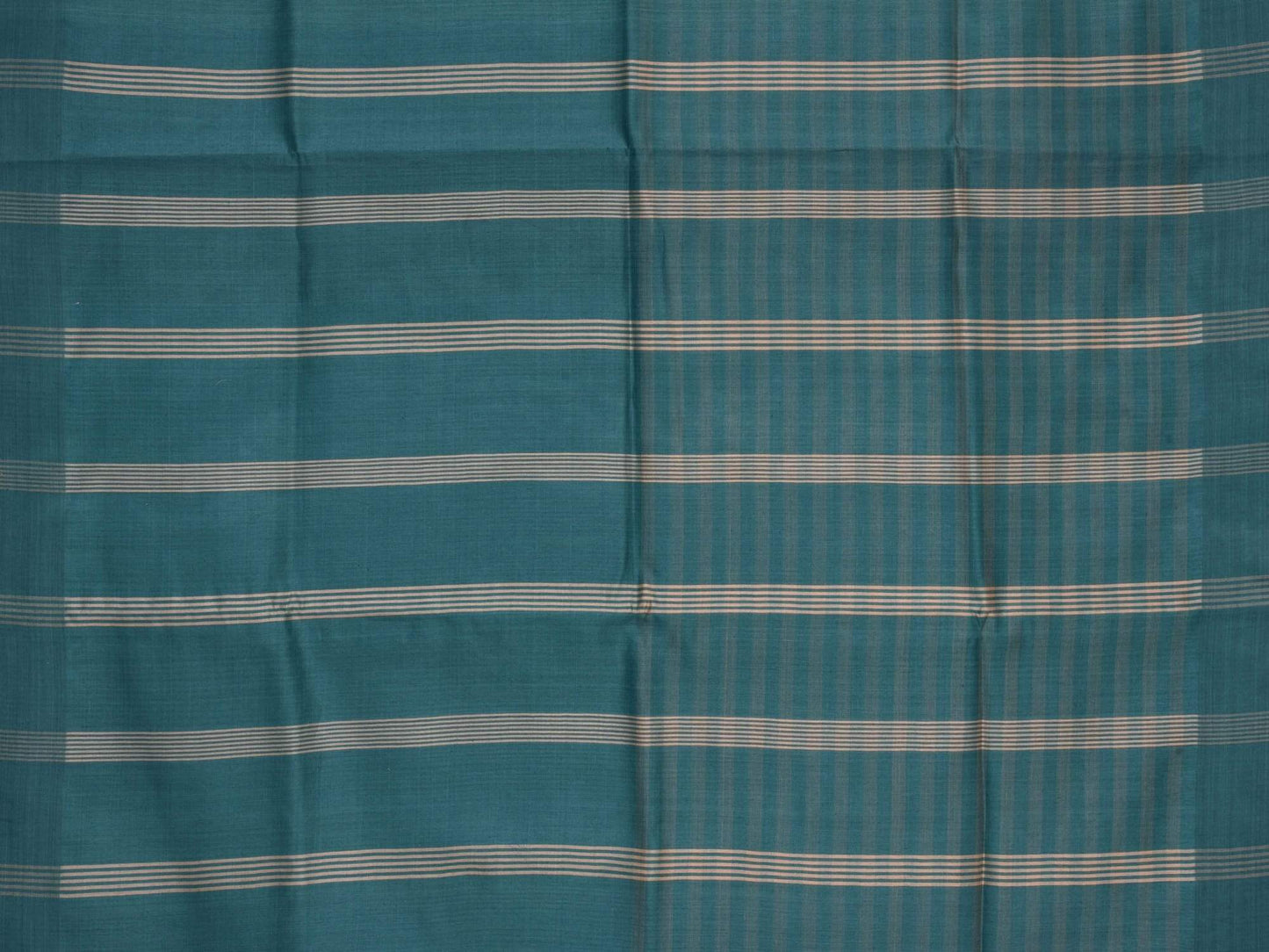 Turquoise and Cream Tussar Handloom Saree with Geecha Pallu o0134