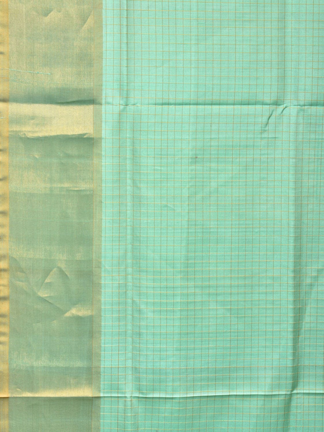Turquoise and Light Orange Uppada Silk Handloom Saree with Checks Design u2074