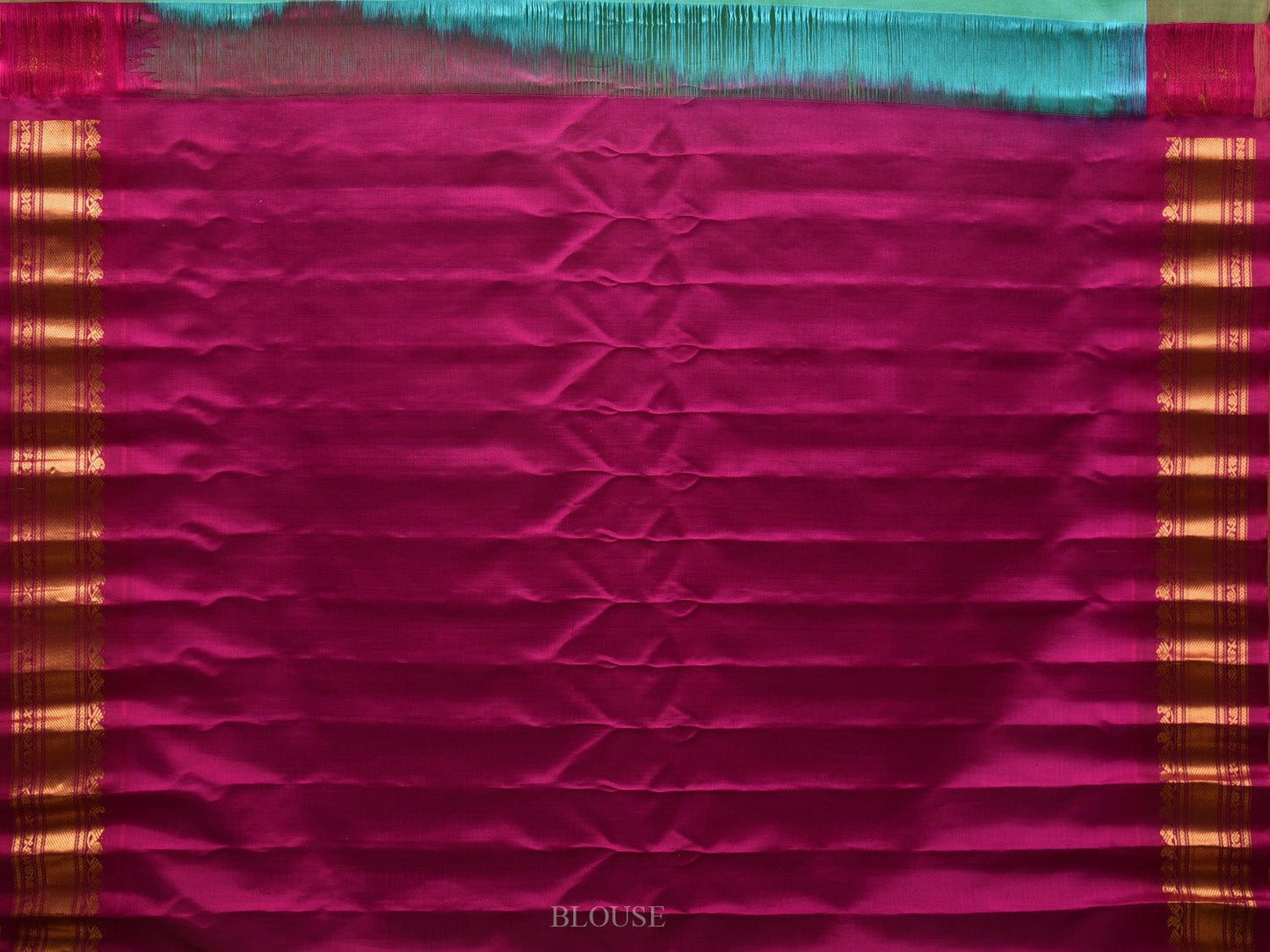 Turquoise and Magenta Gadwal Silk Handloom Saree with Mango Pallu Design g0301