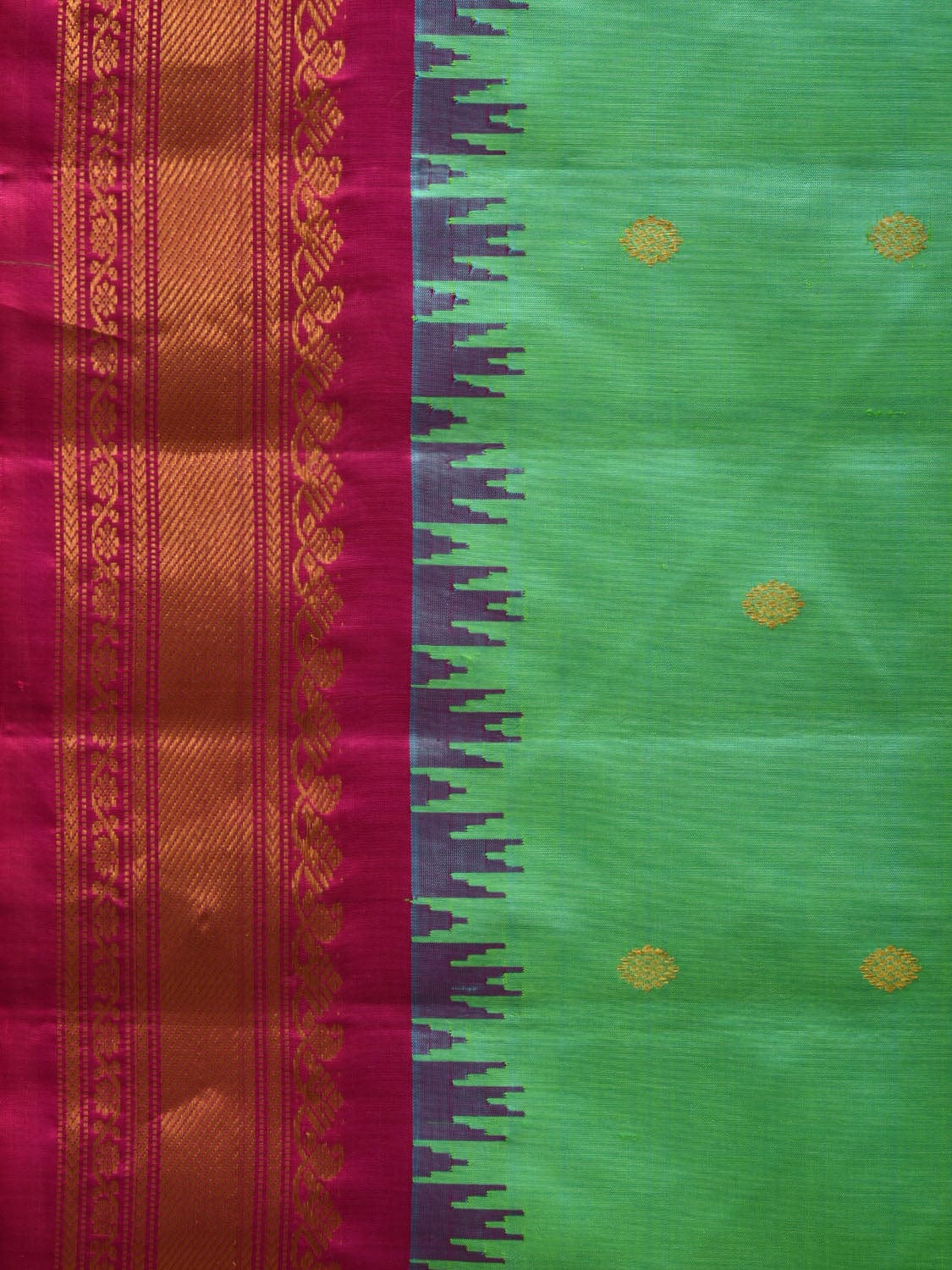 Turquoise and Magenta Gadwal Silk Handloom Saree with Mango Pallu Design g0301