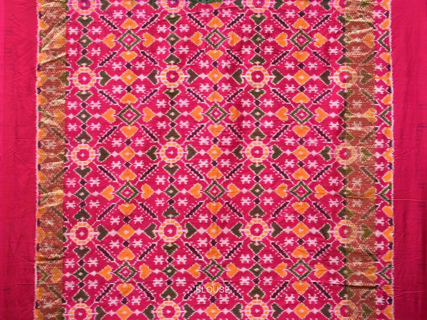 Turquoise and Pink Bandhani Ikat Silk Handloom Saree with Border Design bn0186