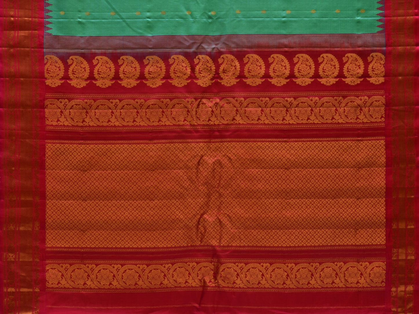 Turquoise and Pink Gadwal Silk Handloom Saree with Border and Pallu Design g0290